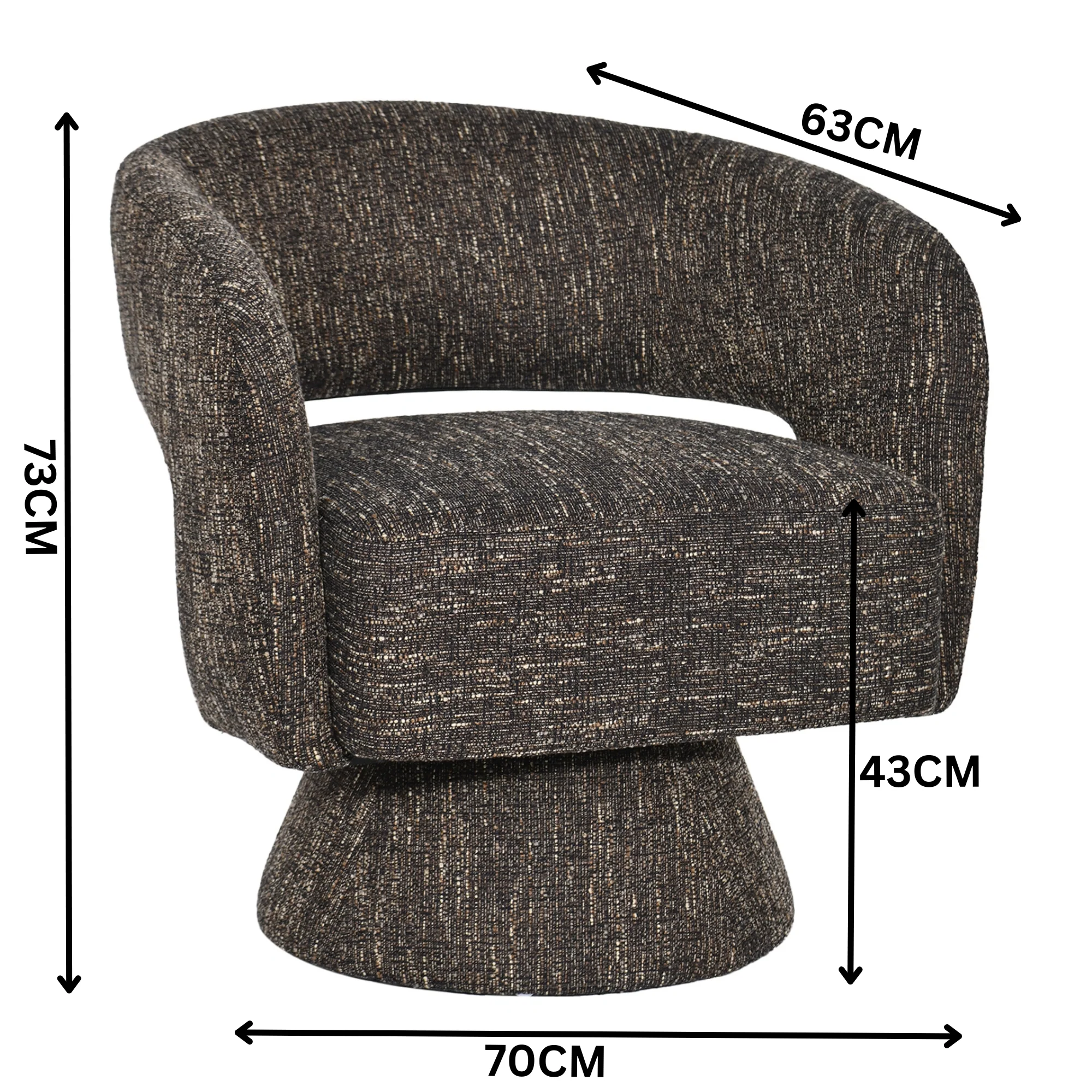 Ivie Fabric Swivel Accent Occasional Chair Chocolate - Image 2