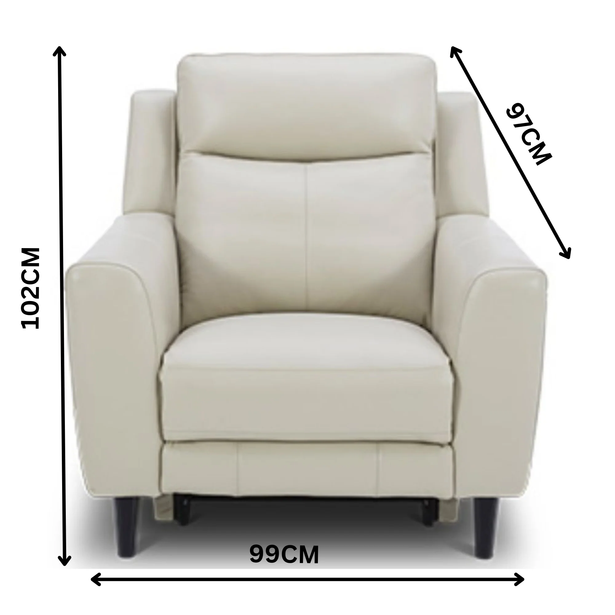 Jakob 1 Seater Leather Electric Recliner Lounge Beige - Image 3