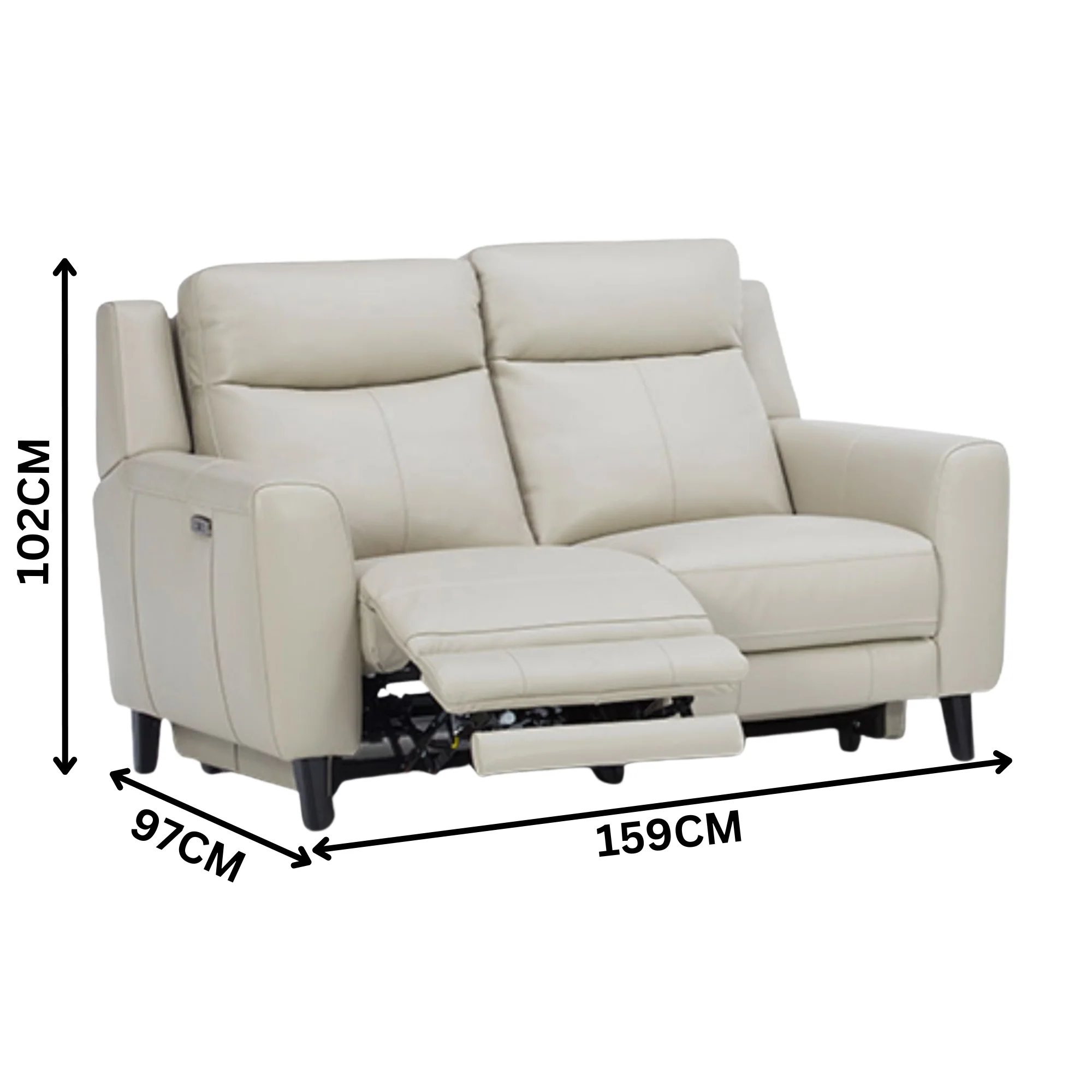 Jakob 2 Seater Leather Electric Recliner Lounge Beige - Image 3