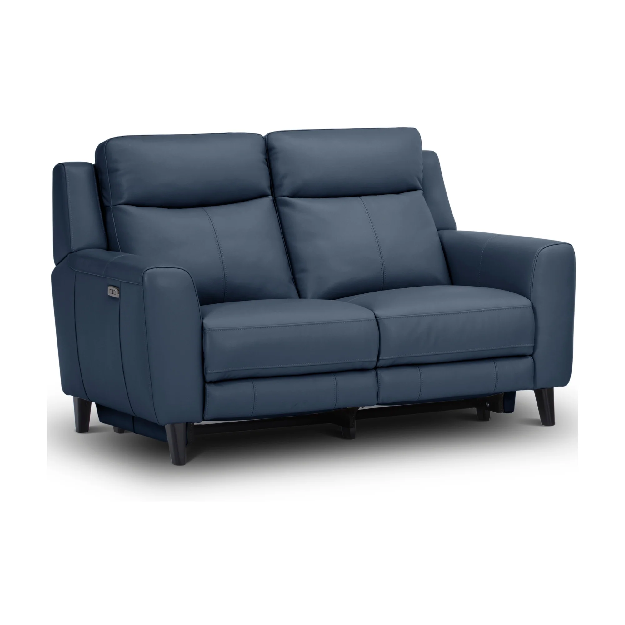 Jakob 2 Seater Leather Electric Recliner Lounge Blue - Image 2