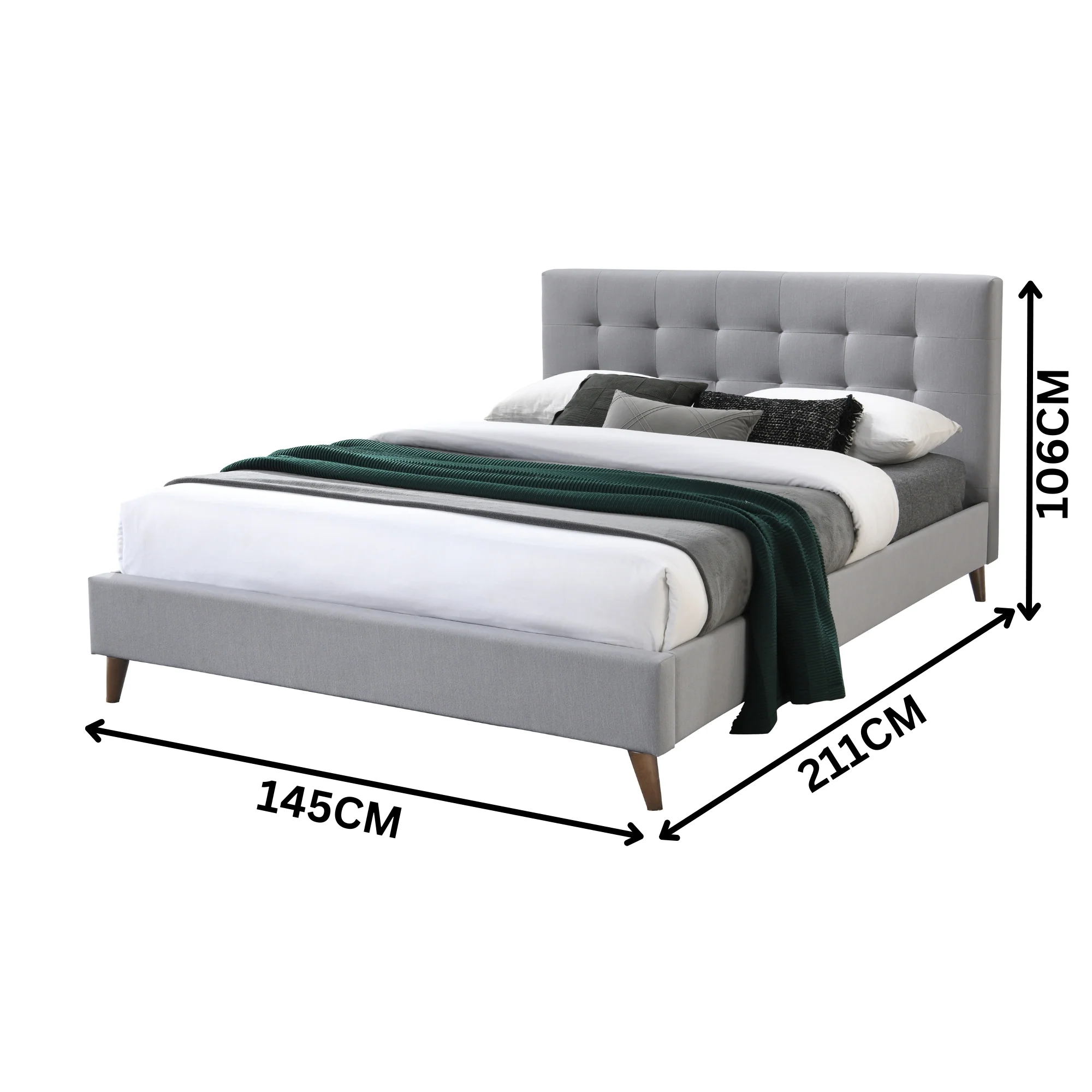 Janice Double Bed Frame Fabric Grey - Image 3