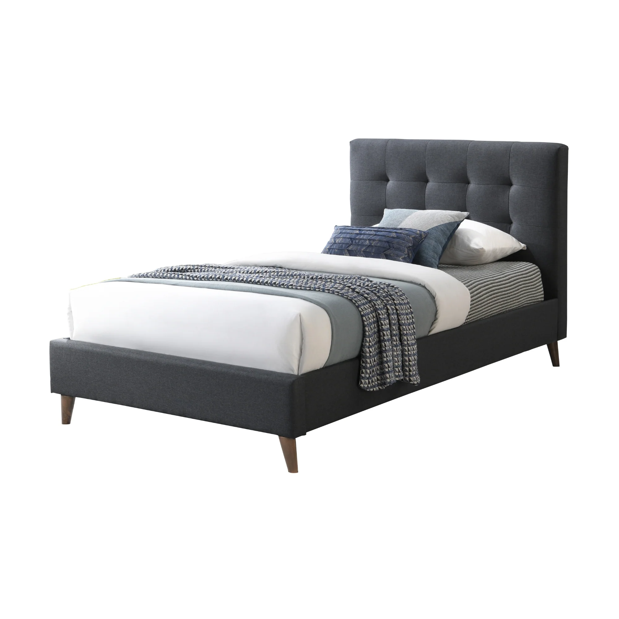 Janice King Single Bed Frame Fabric Charcoal - Image 2