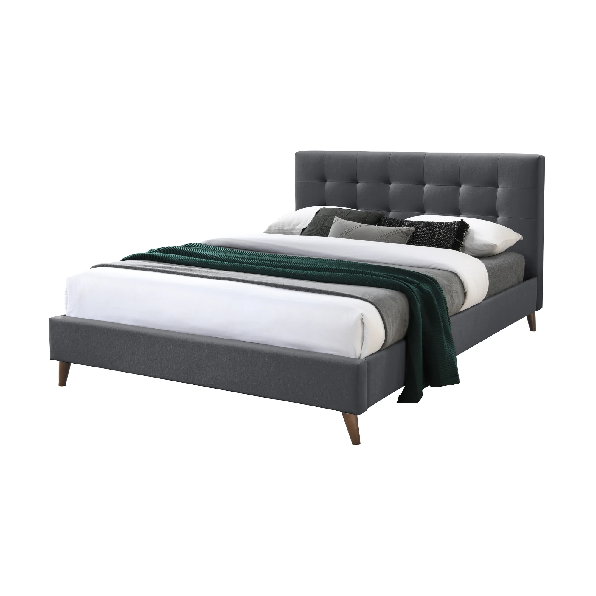 Janice Queen Bed Frame Fabric Charcoal - Image 2