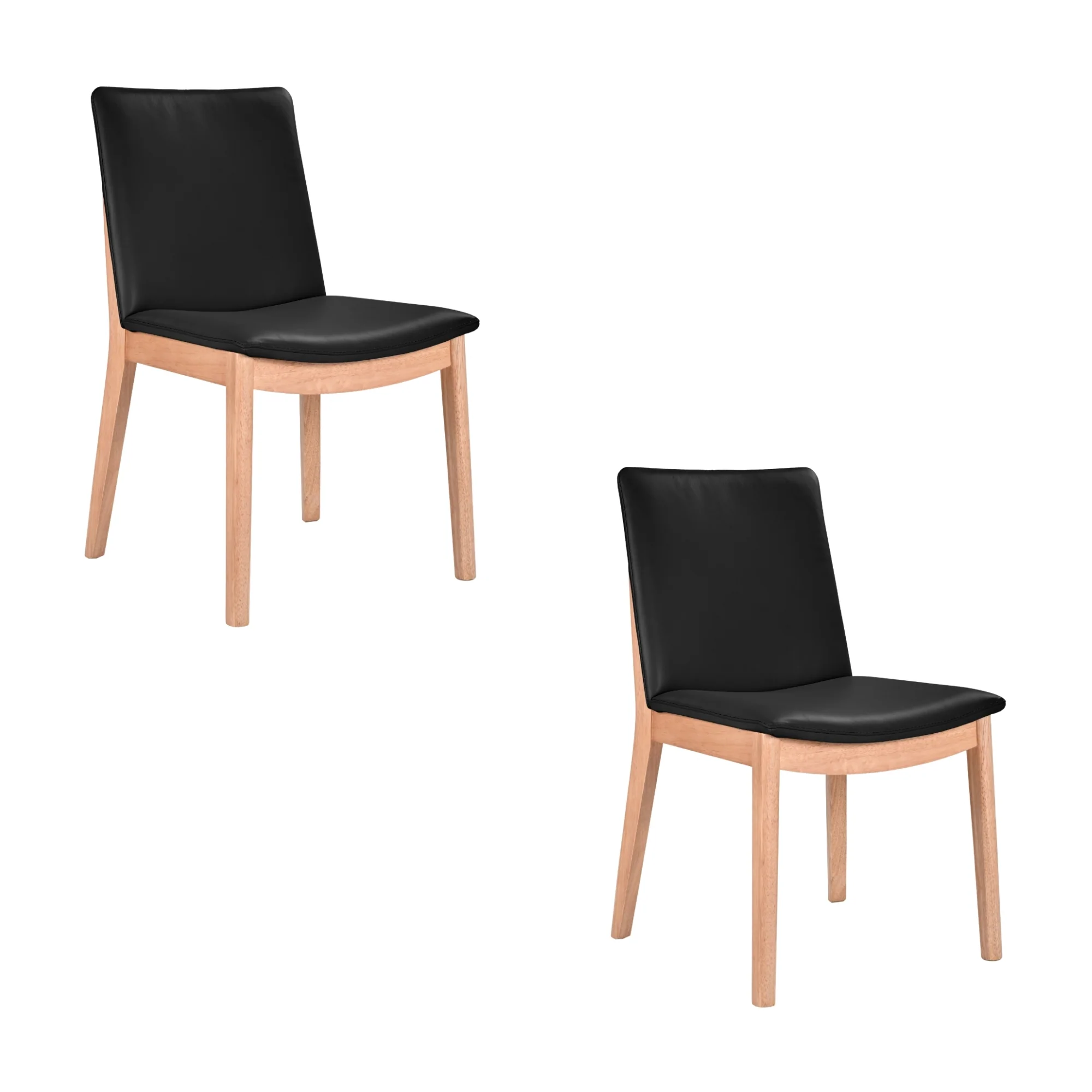 Japandi 2pc Set Leather Seat Dining Chair Black - Image 2
