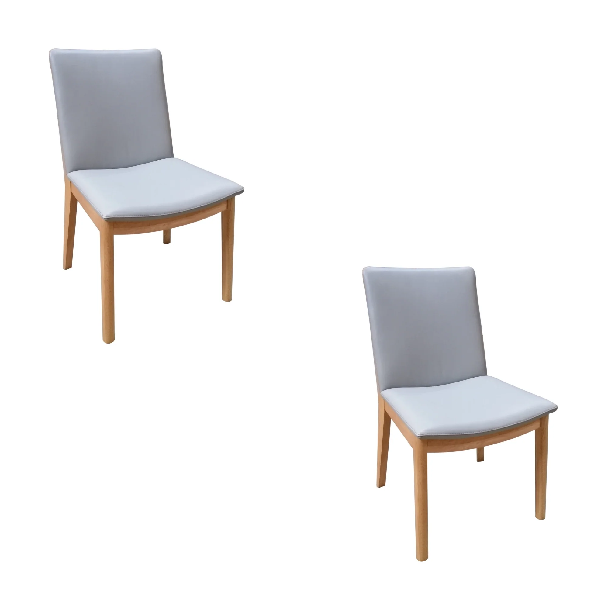 Japandi 2pc Set Leather Seat Dining Chair Pewter Grey - Image 2
