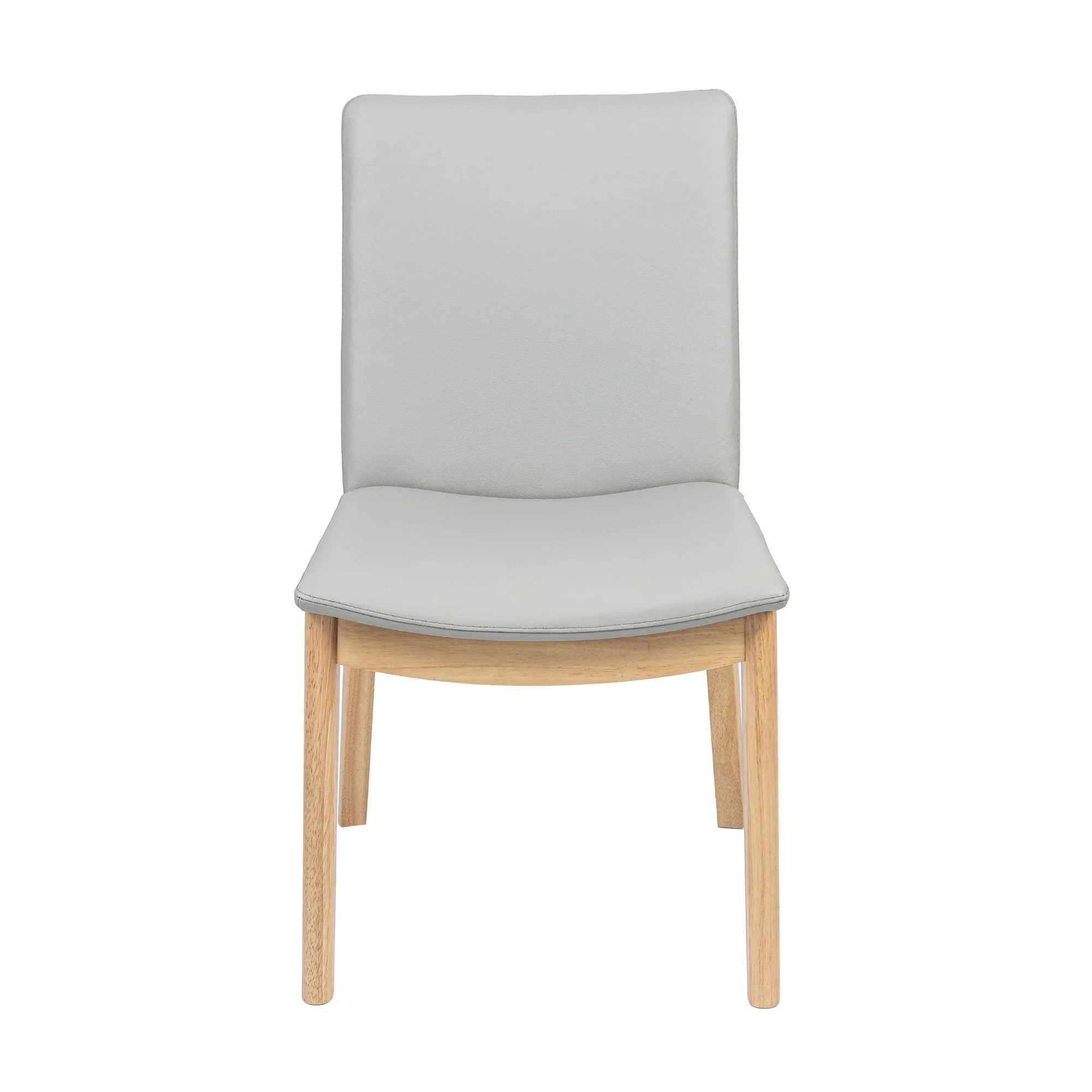 Japandi 2pc Set Leather Seat Dining Chair Pewter Grey - Image 4
