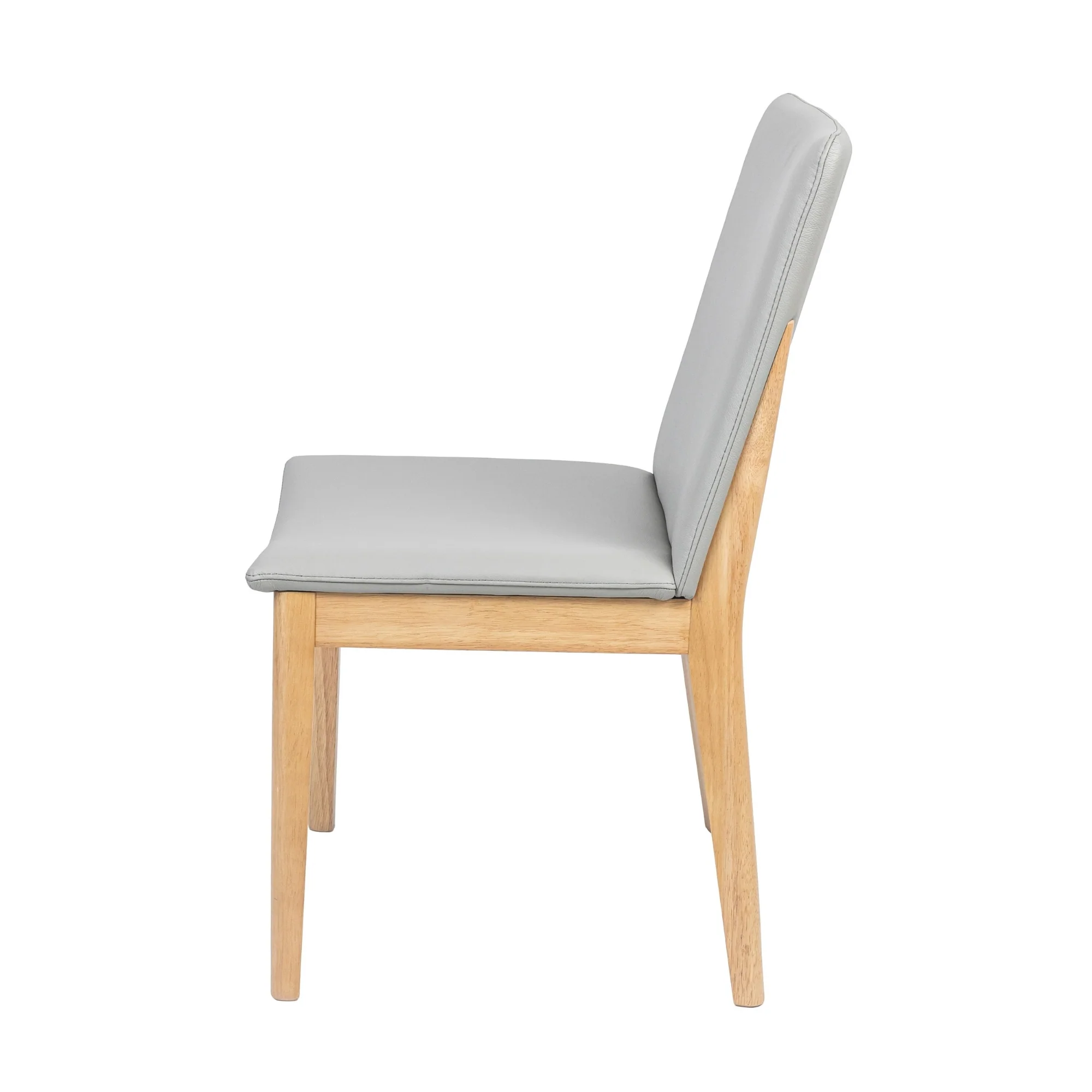 Japandi 2pc Set Leather Seat Dining Chair Pewter Grey - Image 5