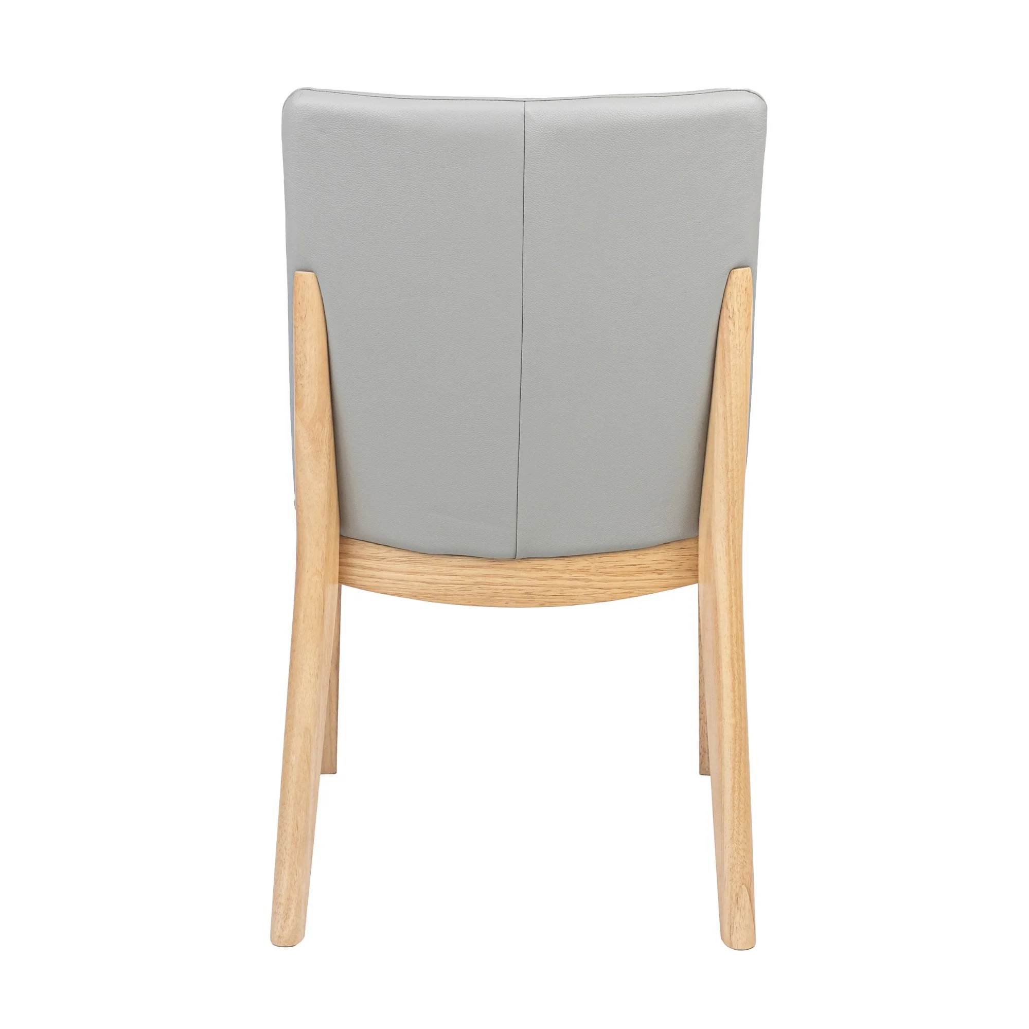 Japandi 2pc Set Leather Seat Dining Chair Pewter Grey - Image 6