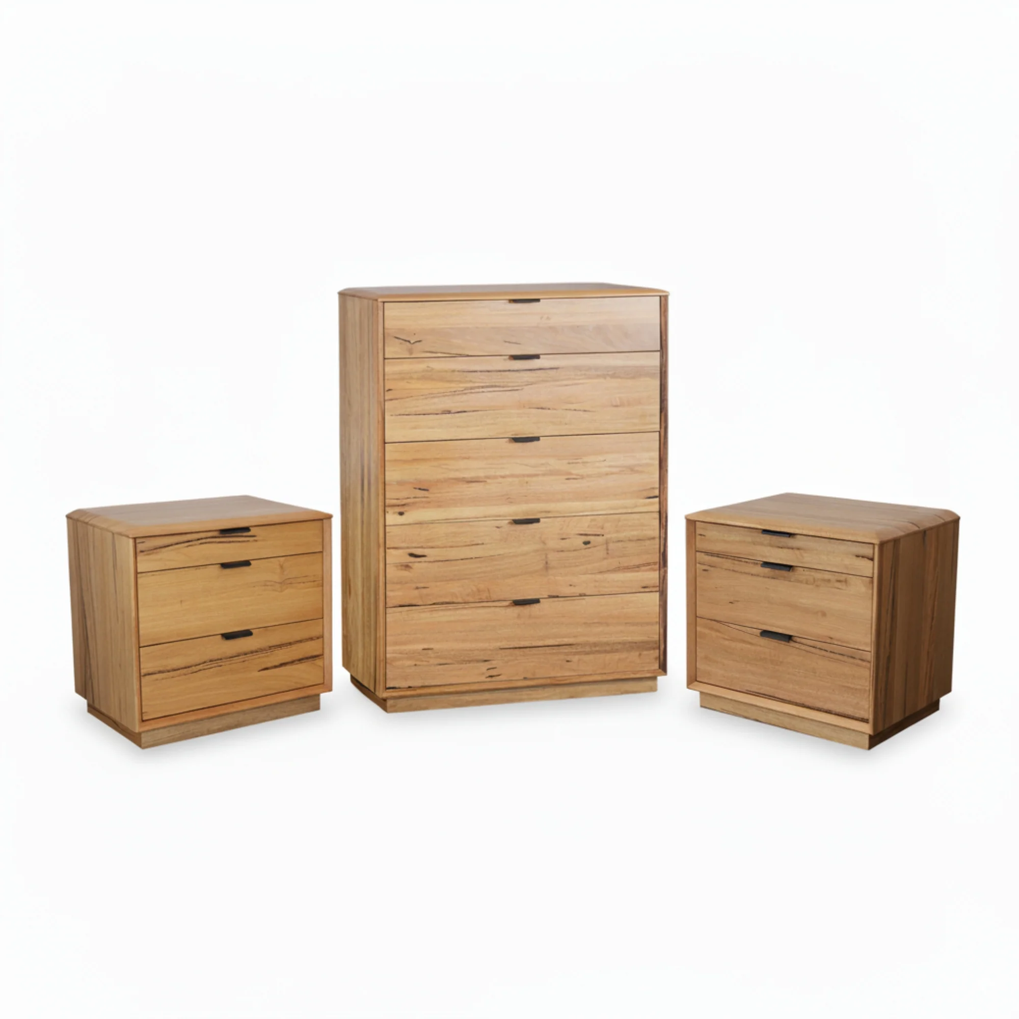 Japandi 3pc Set Bedside Table Tallboy Natural Oak - Image 2
