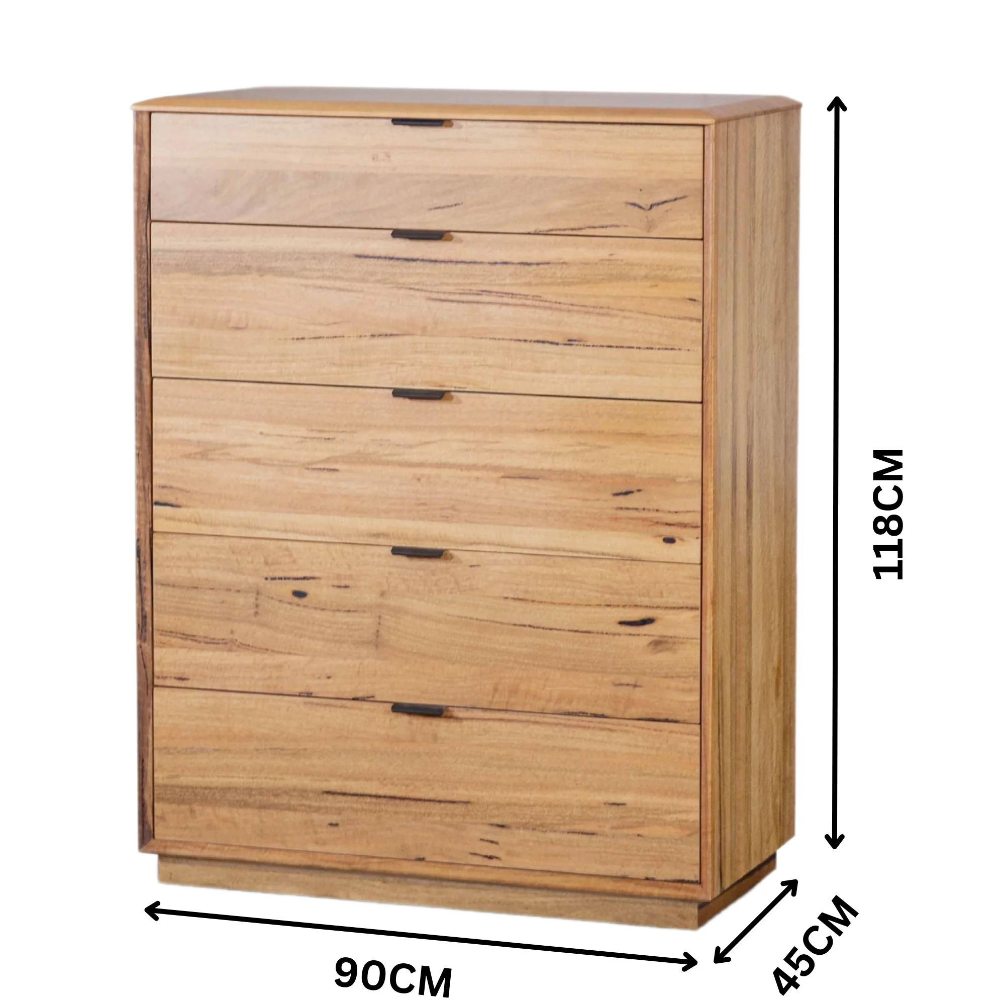 Japandi 3pc Set Bedside Table Tallboy Natural Oak - Image 4