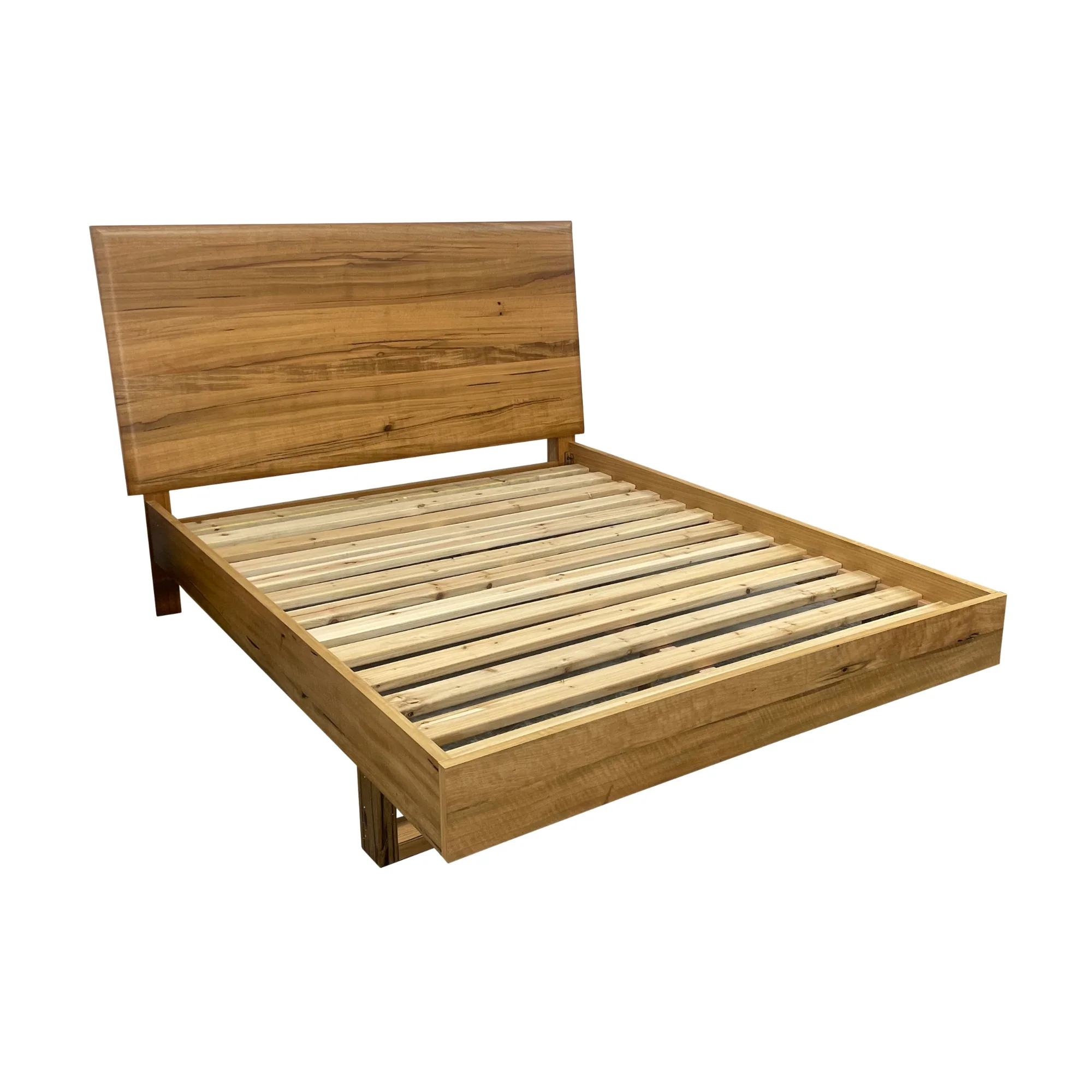 Japandi King Bed Frame Set Bedside Table Tallboy Natural Oak - Image 3