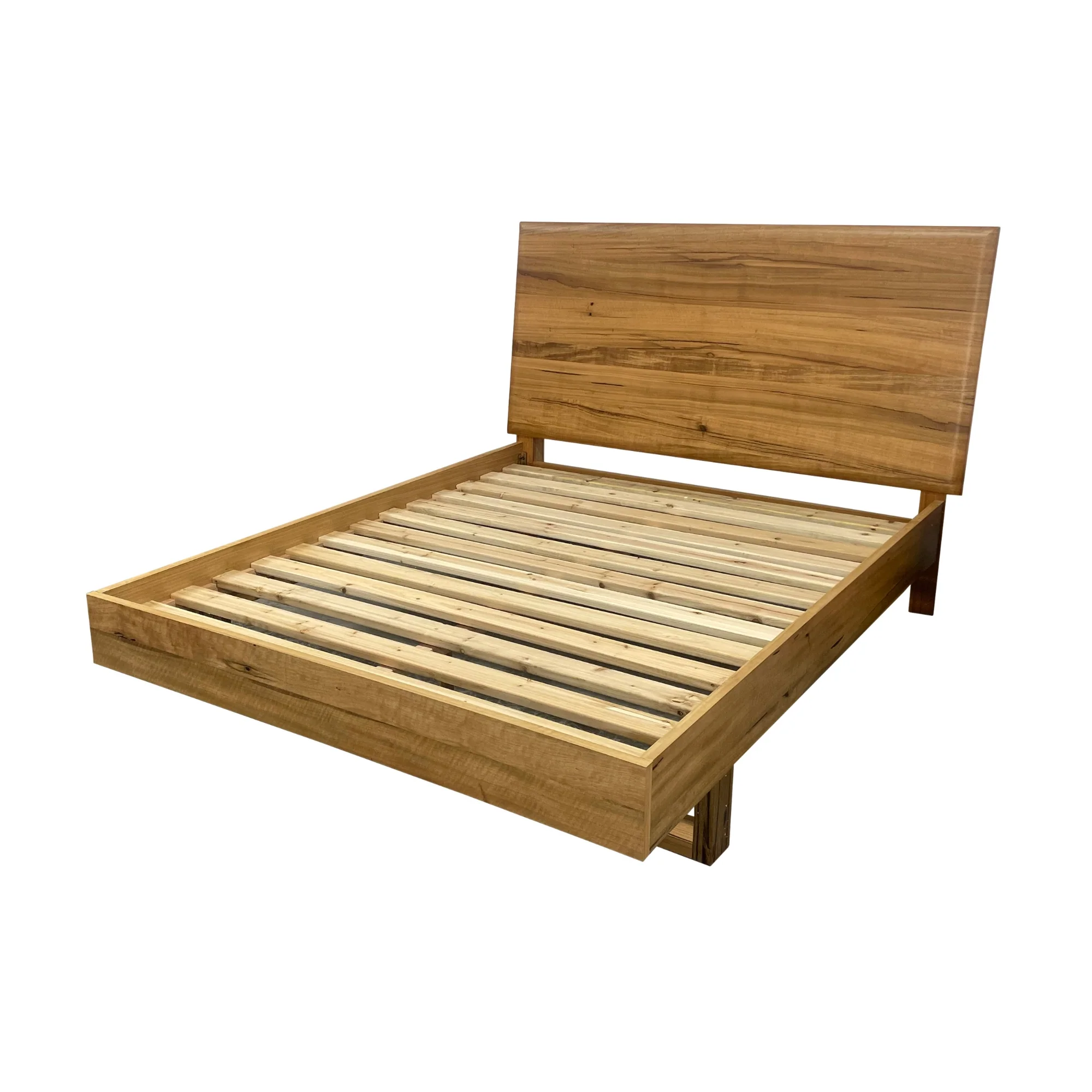 Japandi Queen Bed Frame Set Bedside Table Tallboy Natural Oak - Image 3