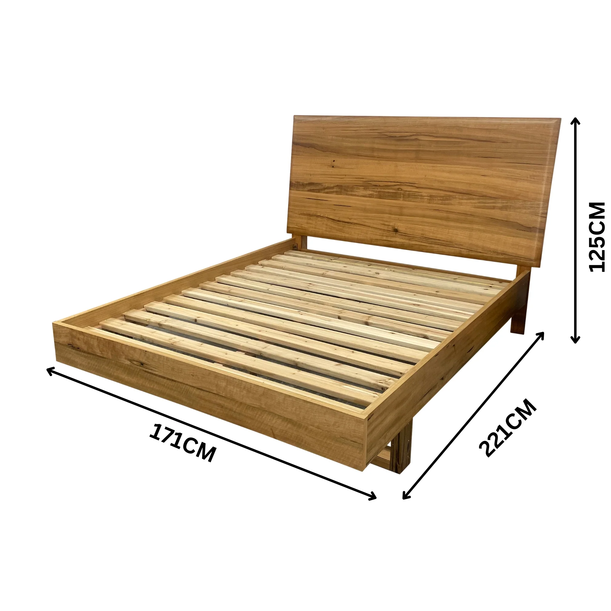 Japandi Queen Bed Frame Set Bedside Table Tallboy Natural Oak - Image 4