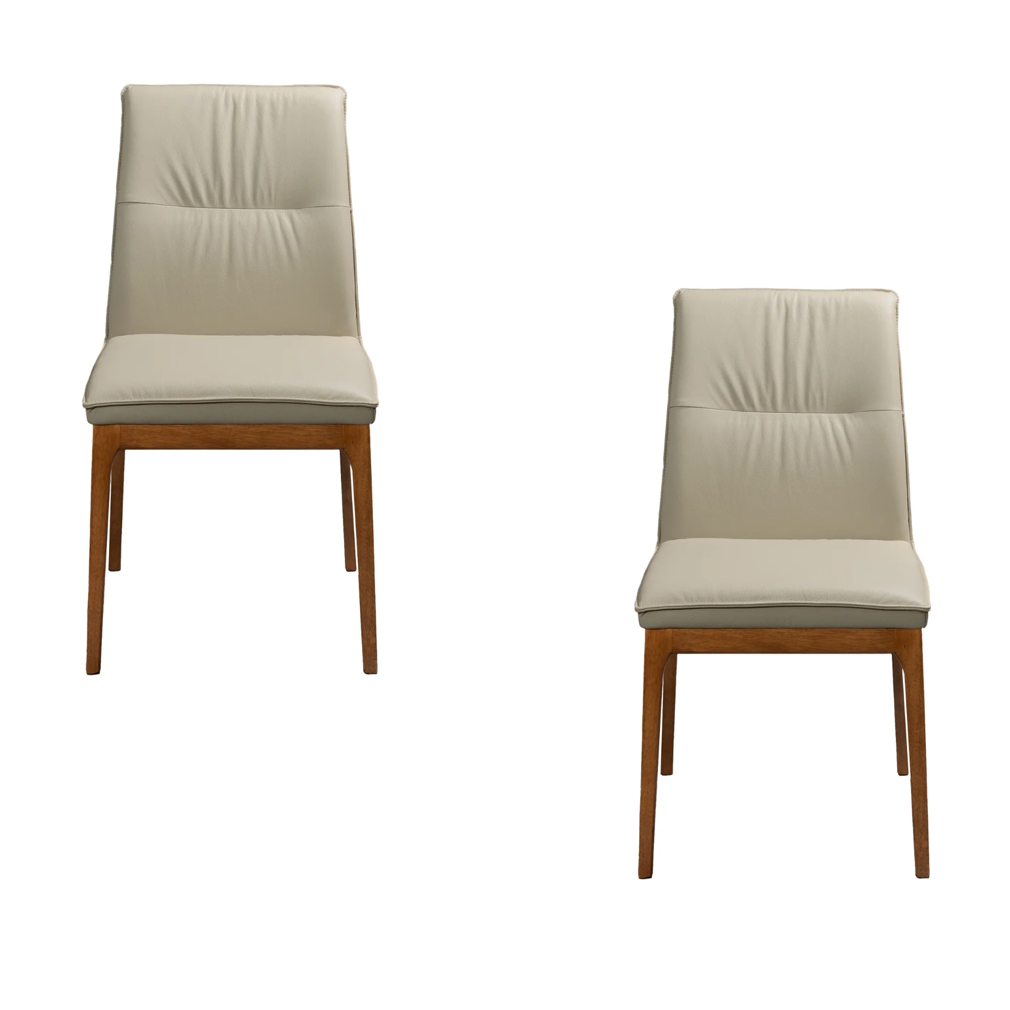 Japon 2pc Set Dining Chair Leather Seat Mocha Grey - Image 2