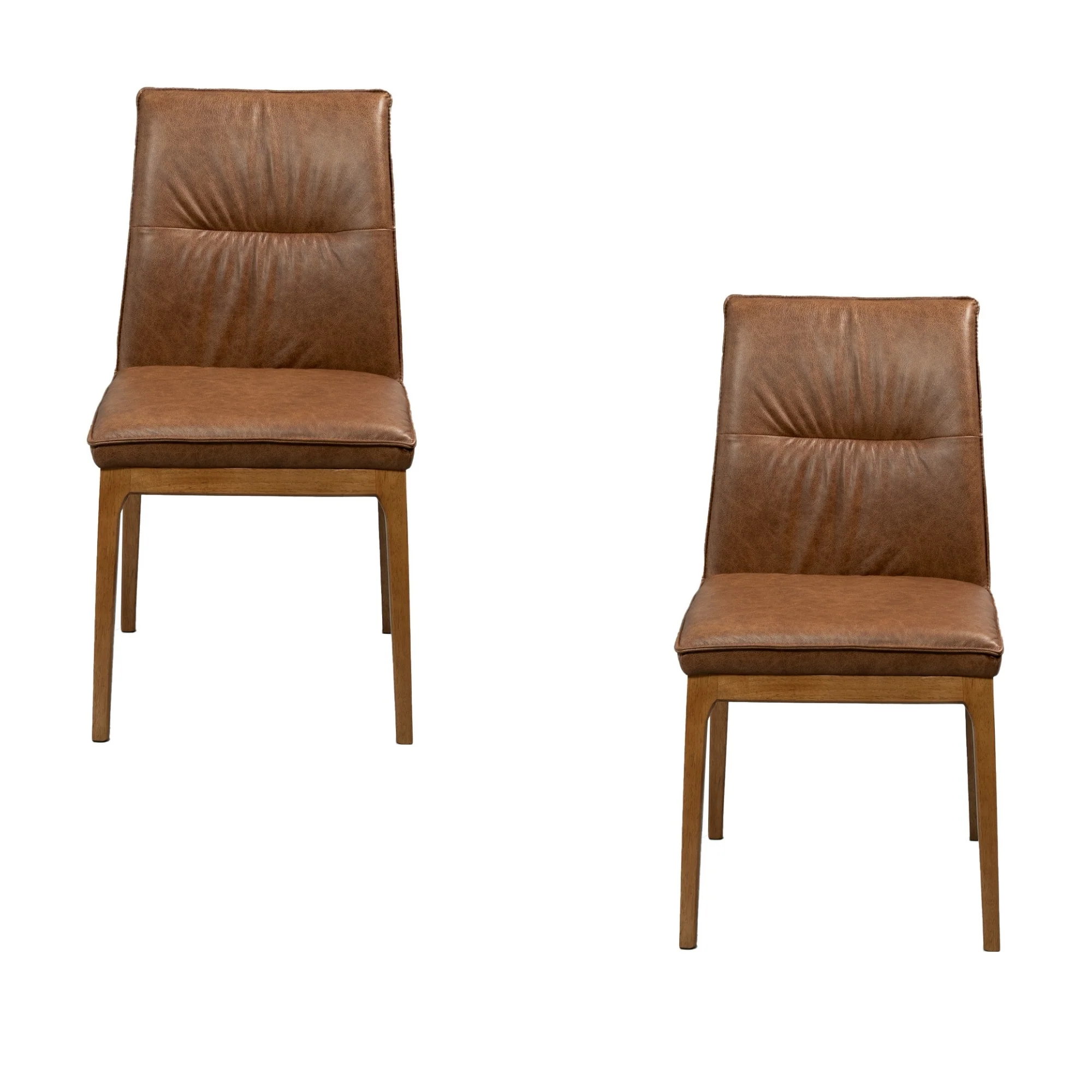 Japon 2pc Set Dining Chair Leather Seat Toffee Brown - Image 2