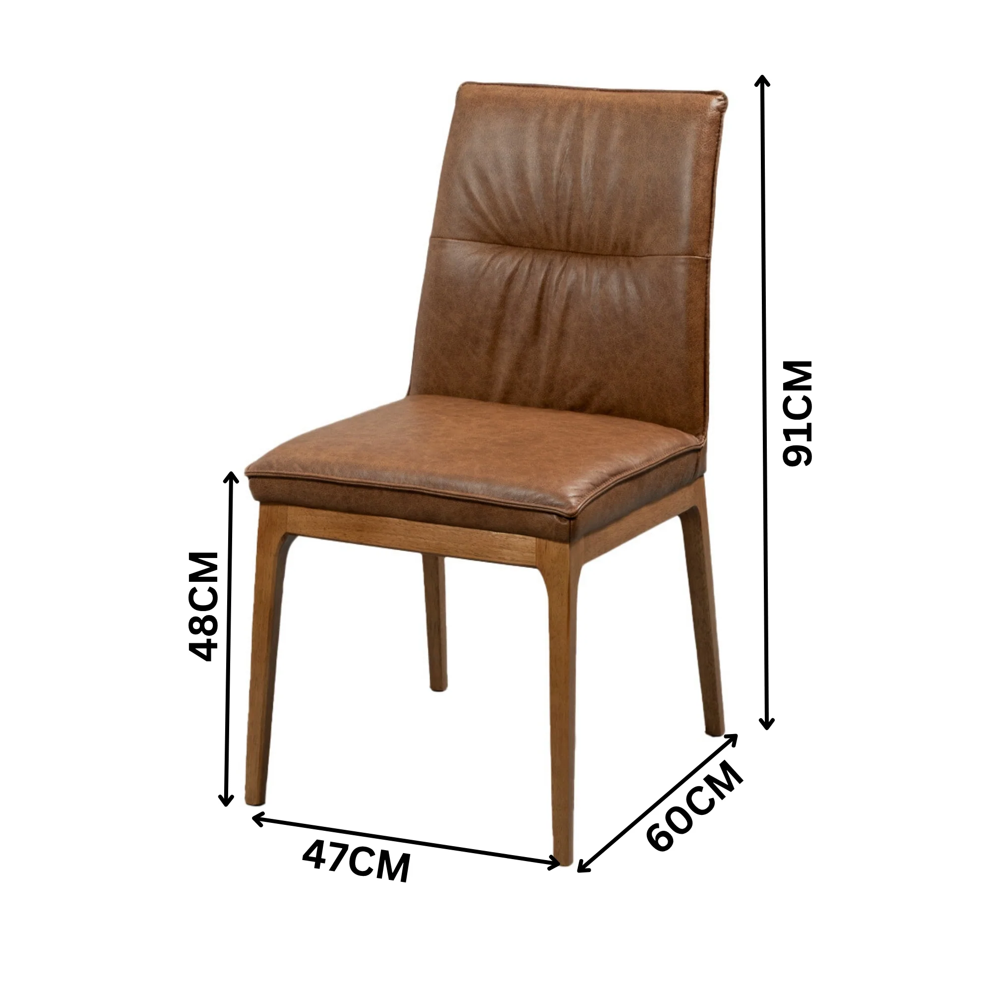 Japon 2pc Set Dining Chair Leather Seat Toffee Brown - Image 3