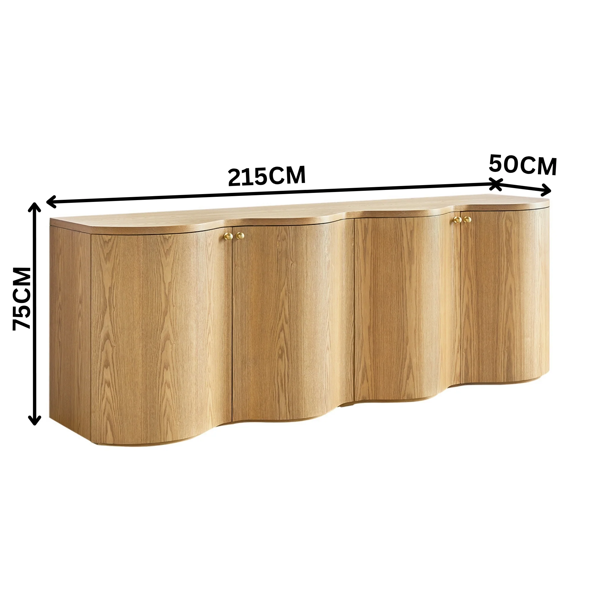 Wave 215cm 4 Door Buffet Table Storage Unit Natural - Image 4