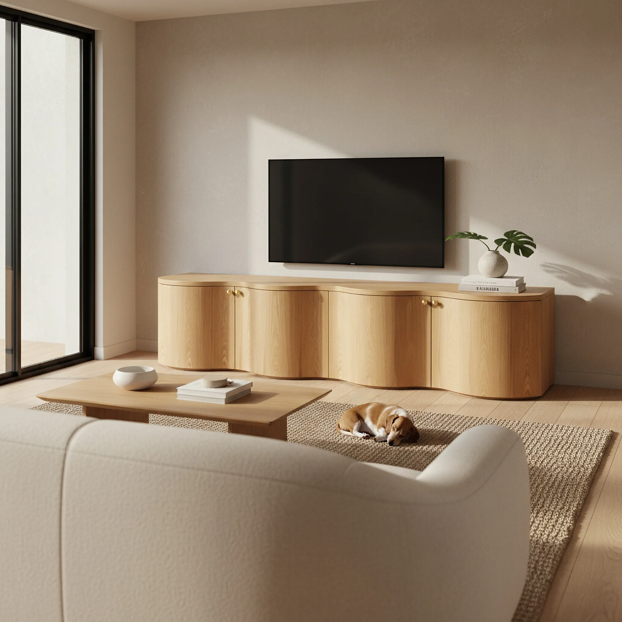 Wave 215cm 4 Door ETU Enterntainment TV Unit Natural - Image 3