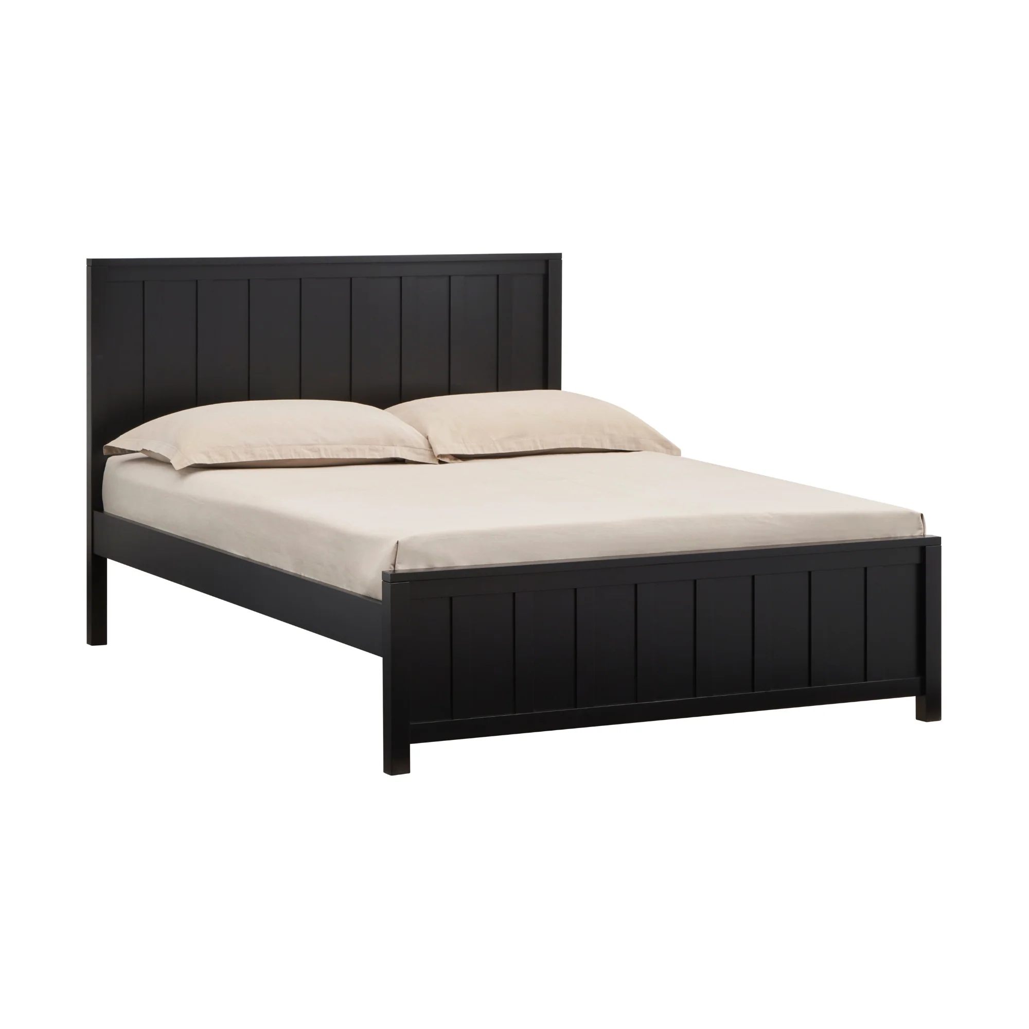 Jessica 4pc Double Bedroom Set Bed Frame Bedside Tallboy Black - Image 3