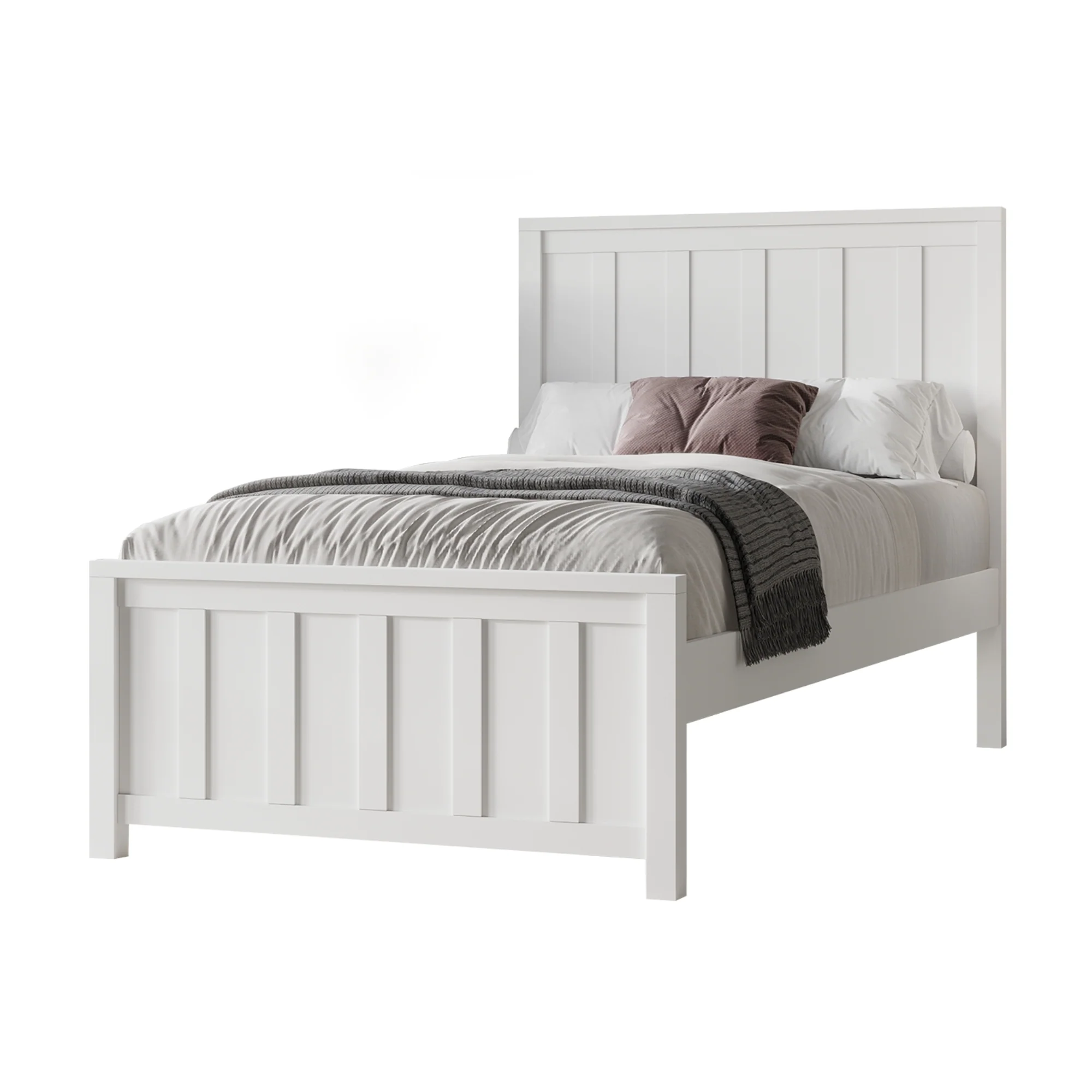 Jessica 4pc King Single Bedroom Set Bed Frame Bedside Tallboy White - Image 3