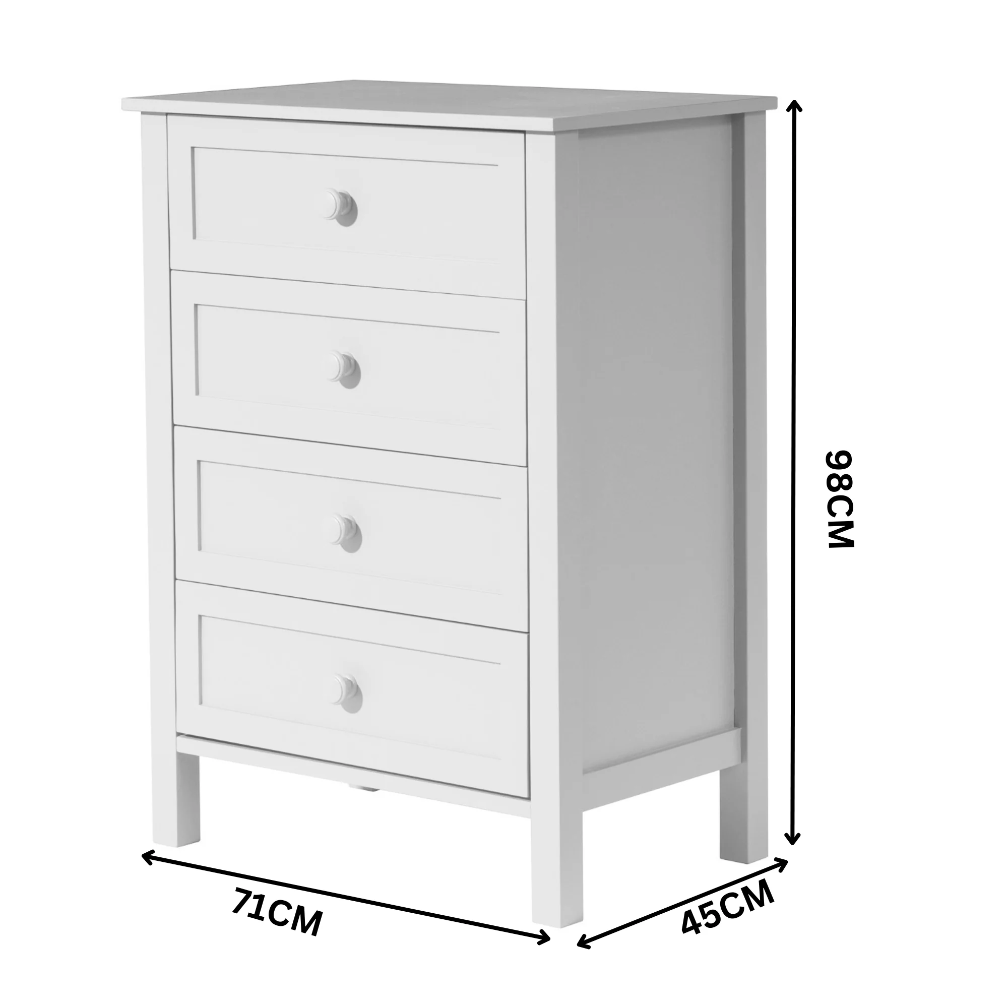 Jessica 4pc King Single Bedroom Set Bed Frame Bedside Tallboy White - Image 6