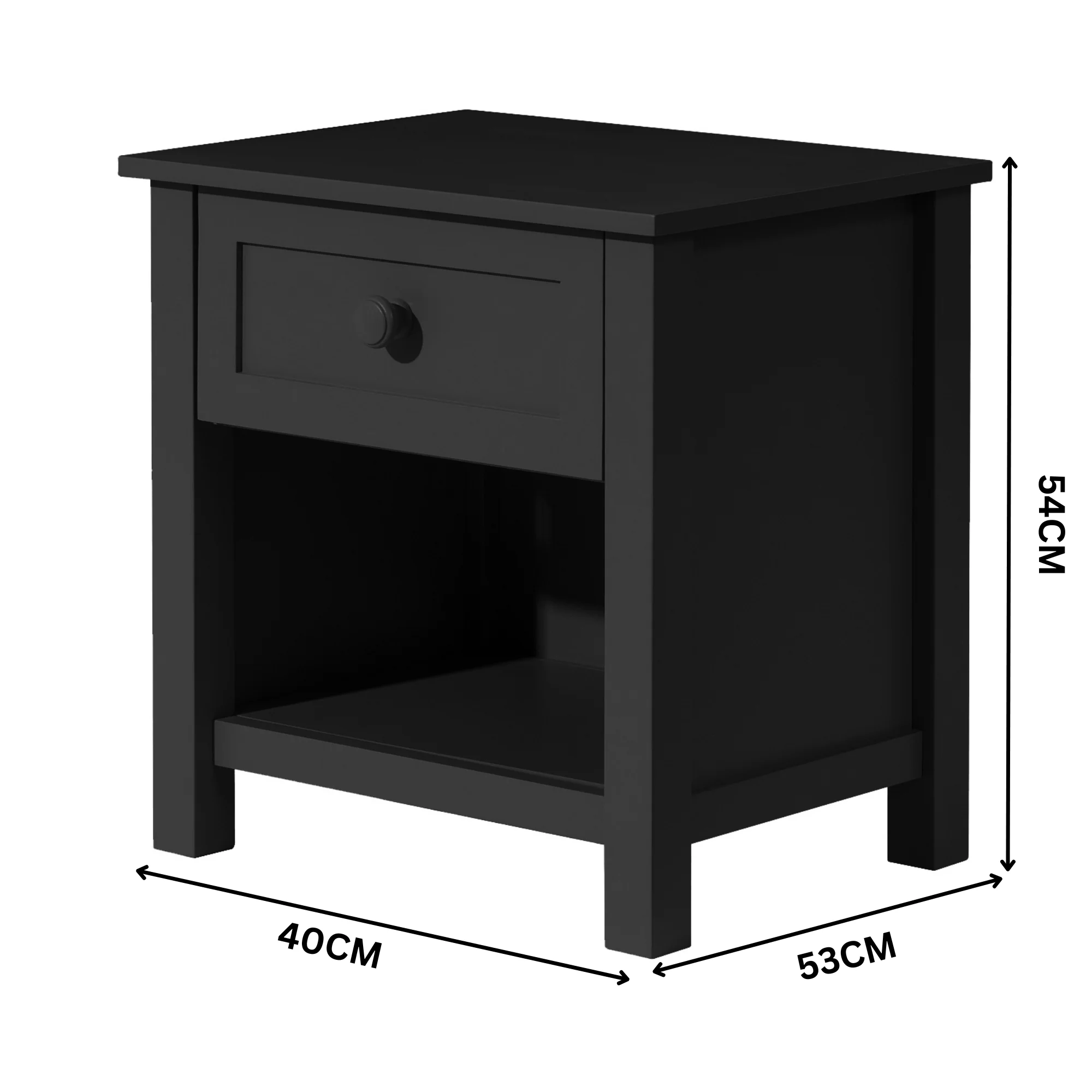 Jessica 4pc Single Bedroom Set Bed Frame Bedside Tallboy Black - Image 8