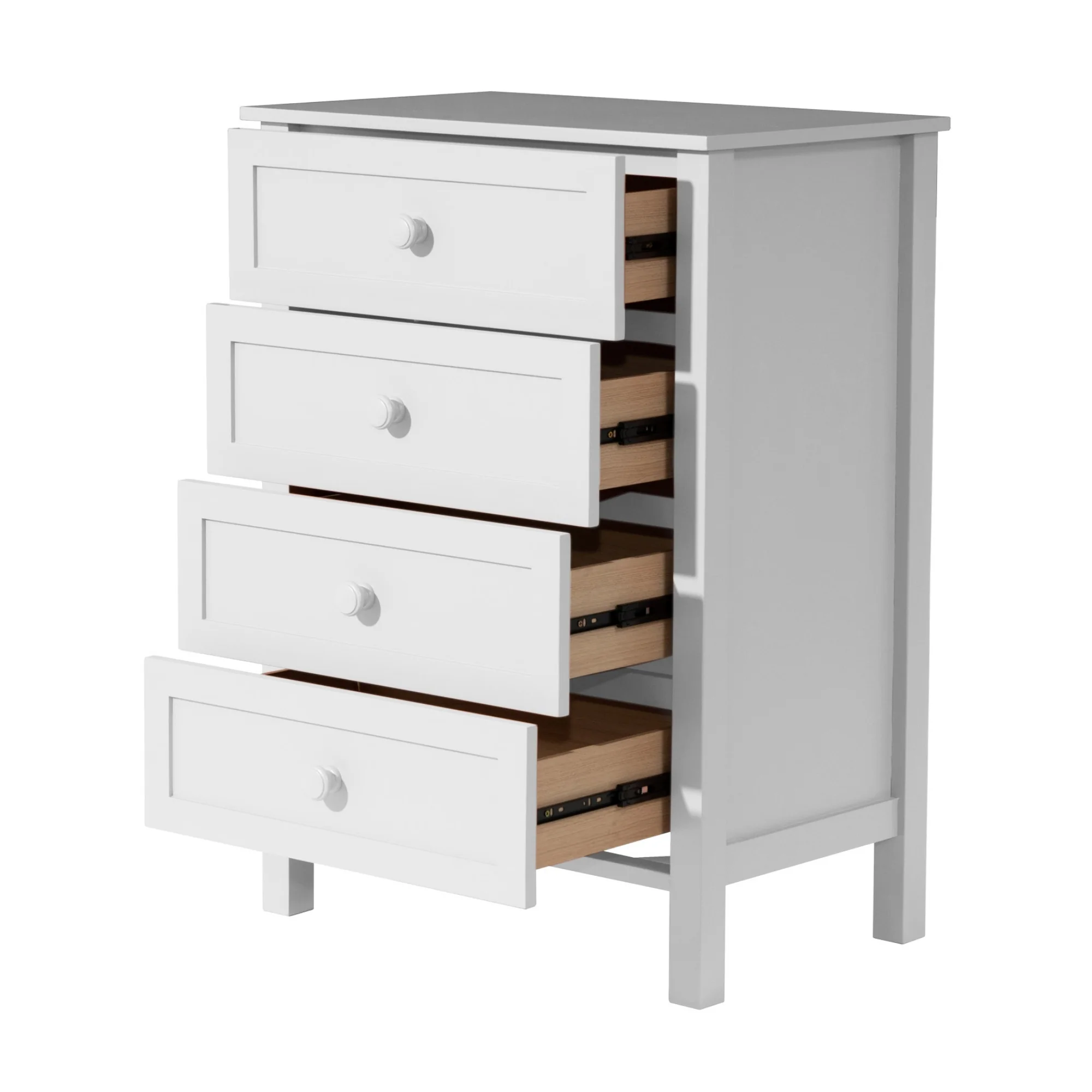 Jessica 4pc Single Bedroom Set Bed Frame Bedside Tallboy White - Image 5