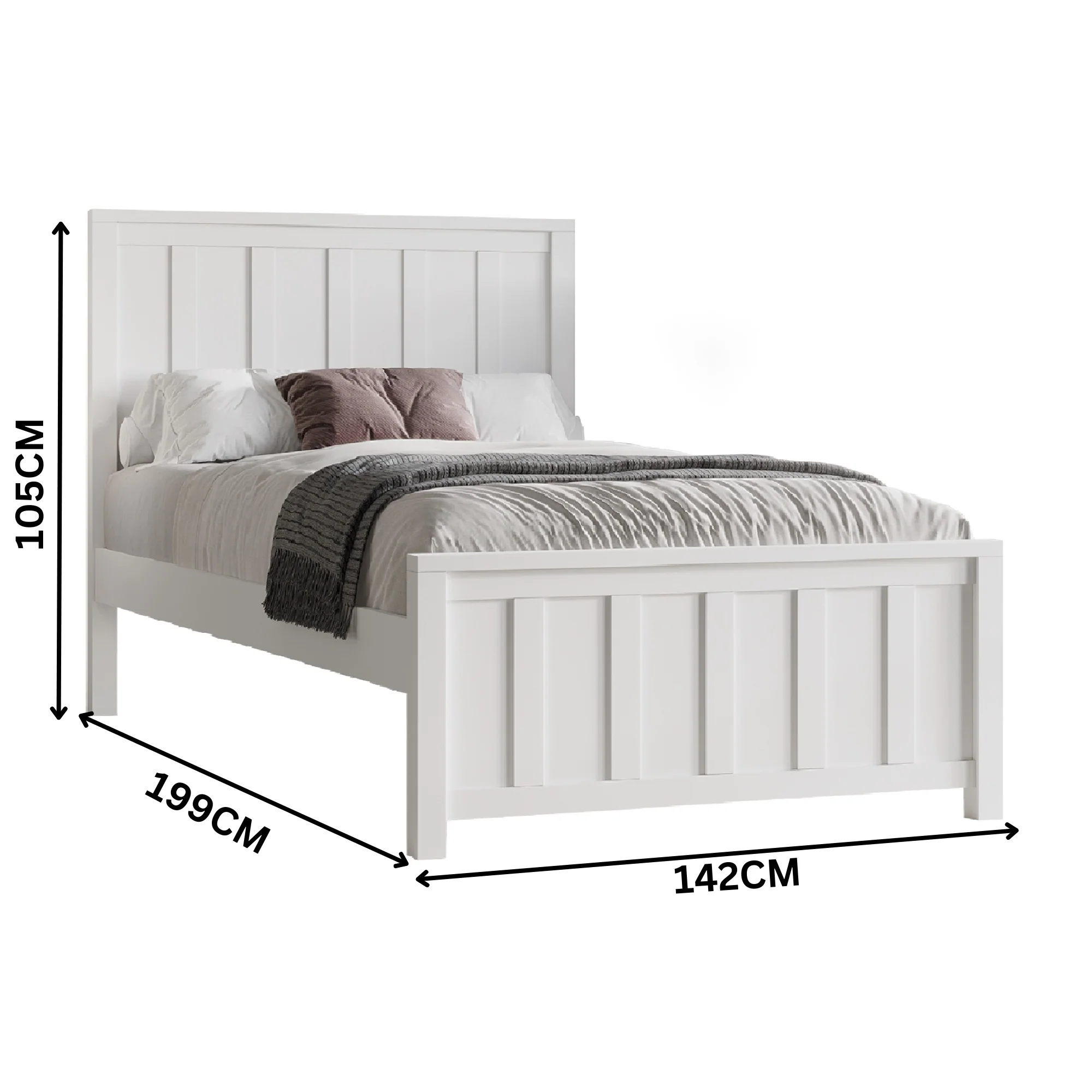 Jessica Double Size Bed Frame White - Image 3