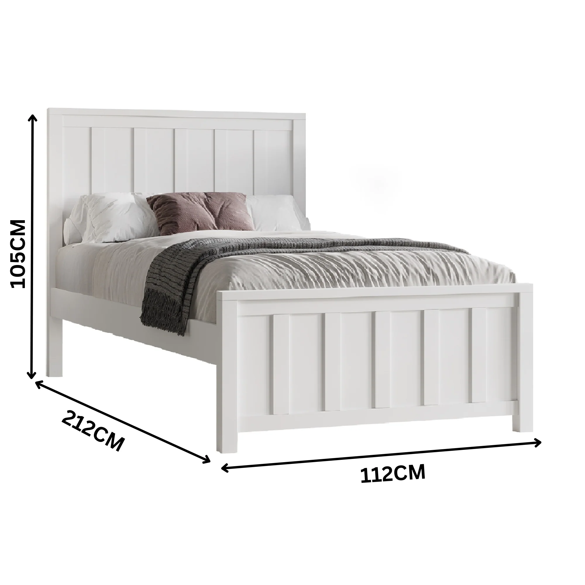 Jessica King Single Size Bed Frame White - Image 3