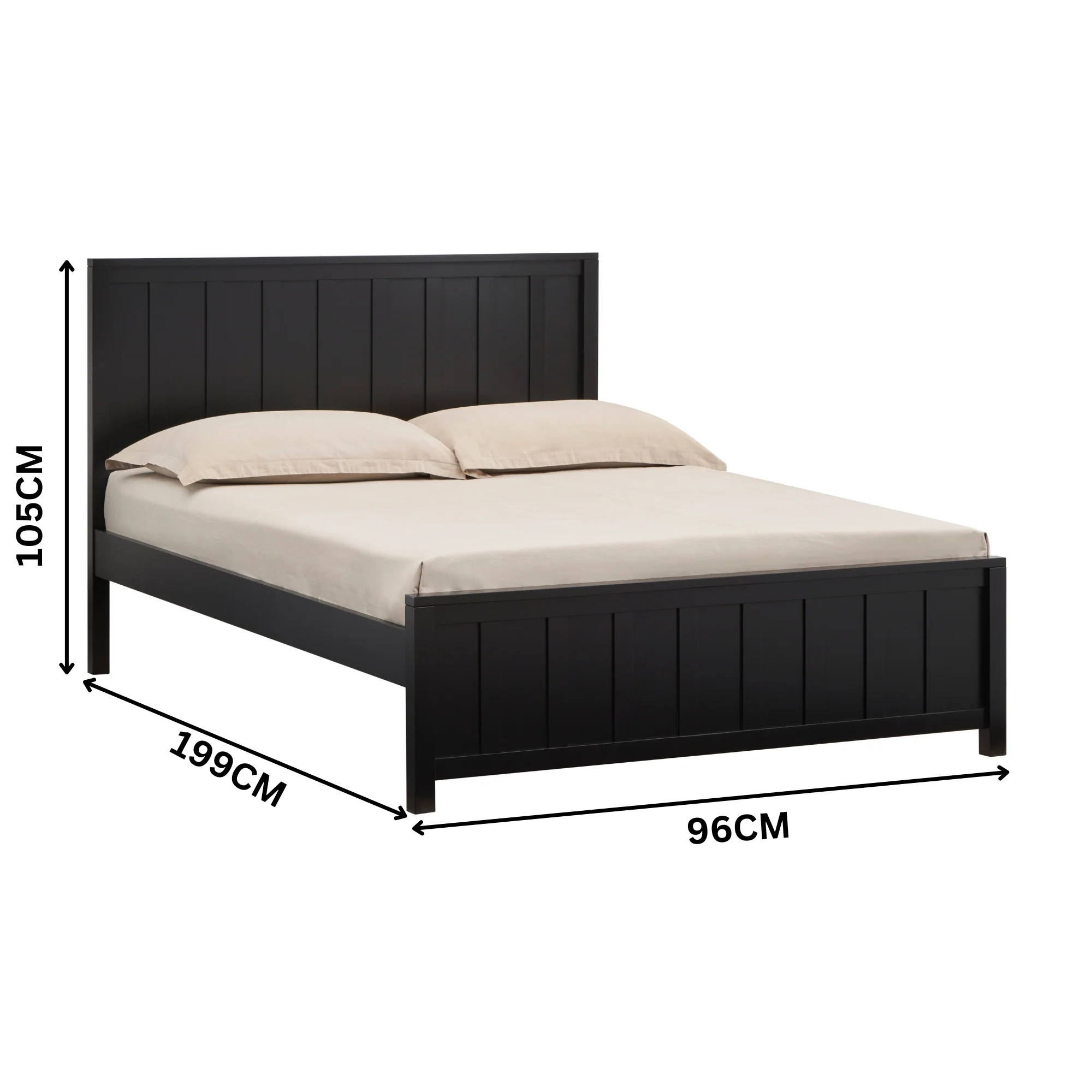 Jessica Single Size Bed Frame Black - Image 3