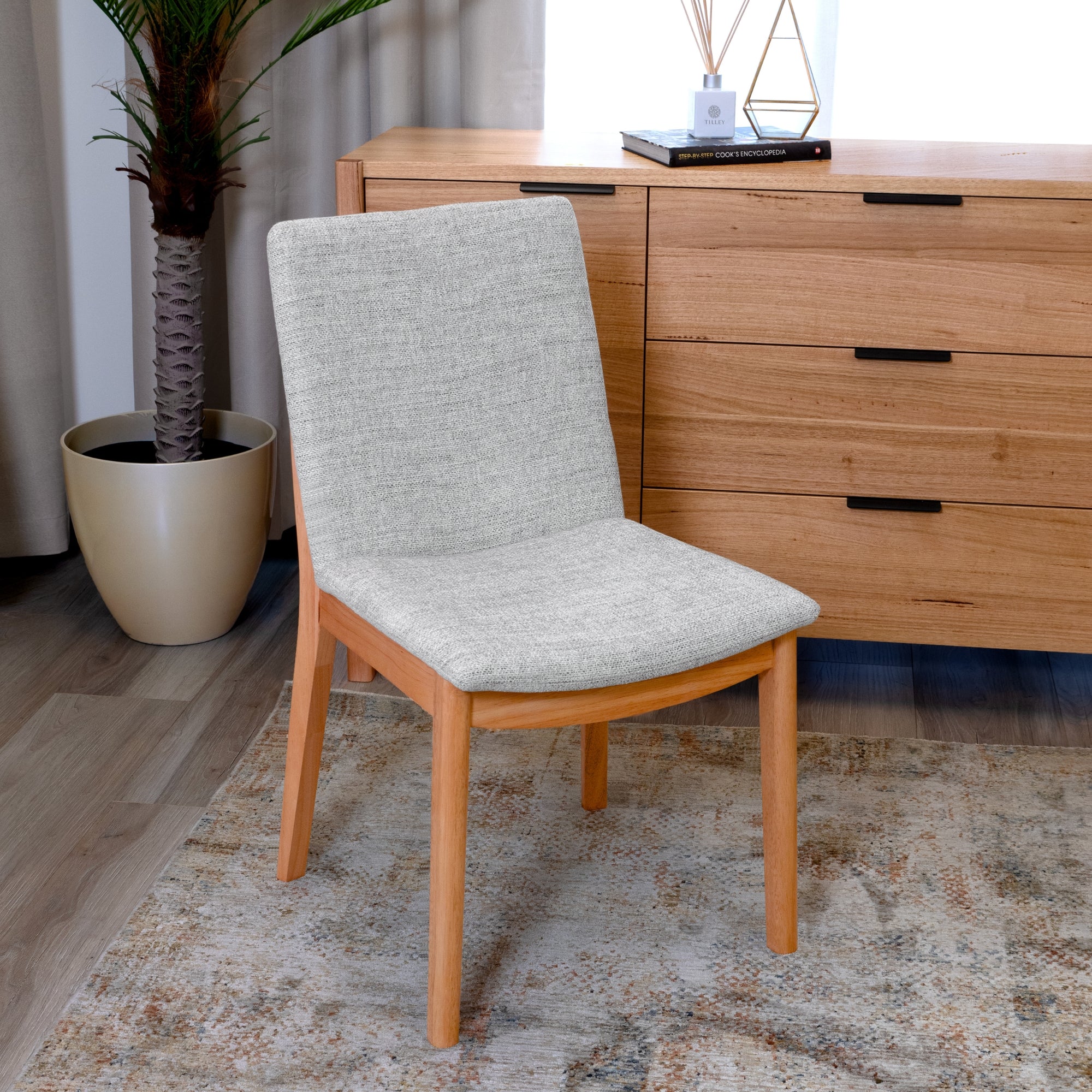 Jindy 2pc Set Dining Chair Fabric Seat Grey - Image 2