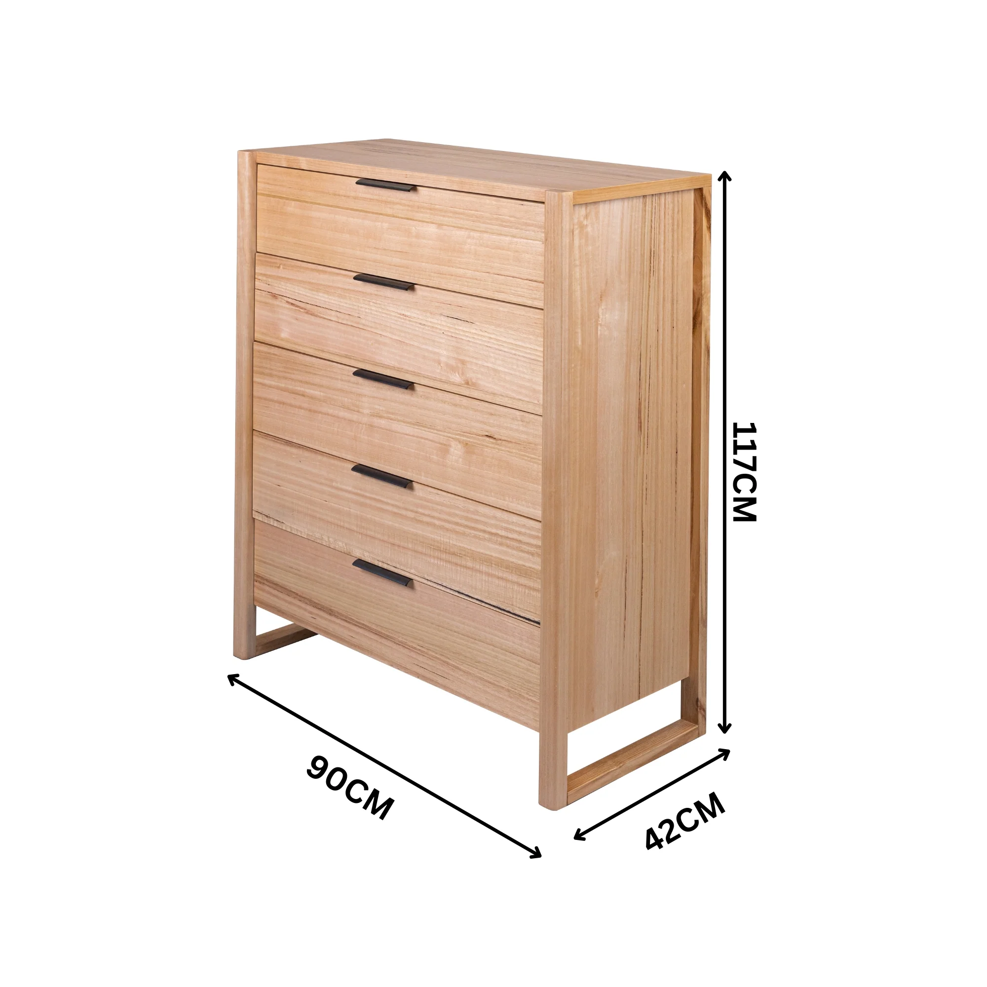 Jindy 4pc Set King Bed Frame Bedside Table Tallboy Natural Oak - Image 6
