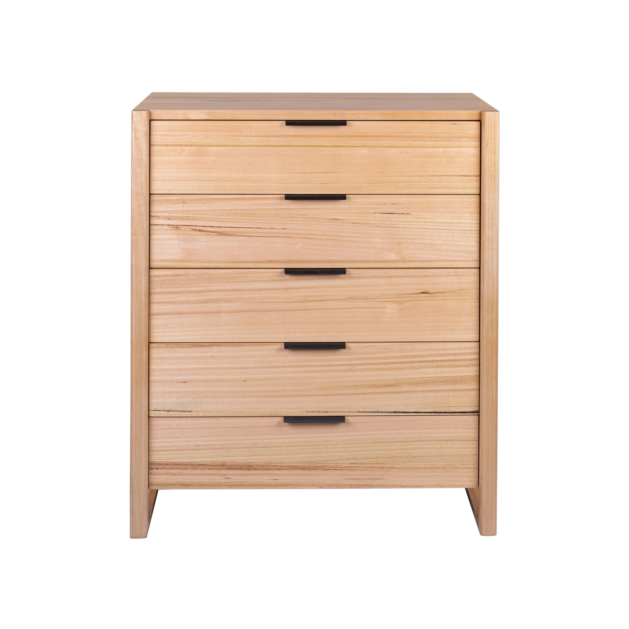 Jindy 4pc Set Queen Bed Frame Bedside Table Tallboy Natural Oak - Image 3