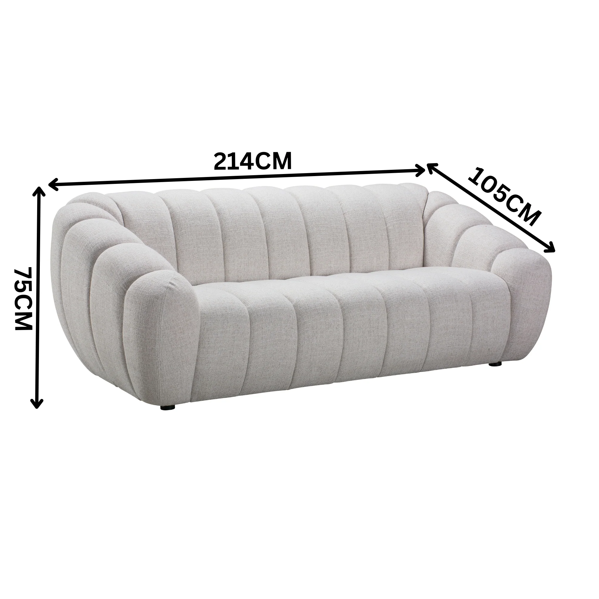 Juno 3 Seater Fabric Sofa Lounge Beige - Image 2