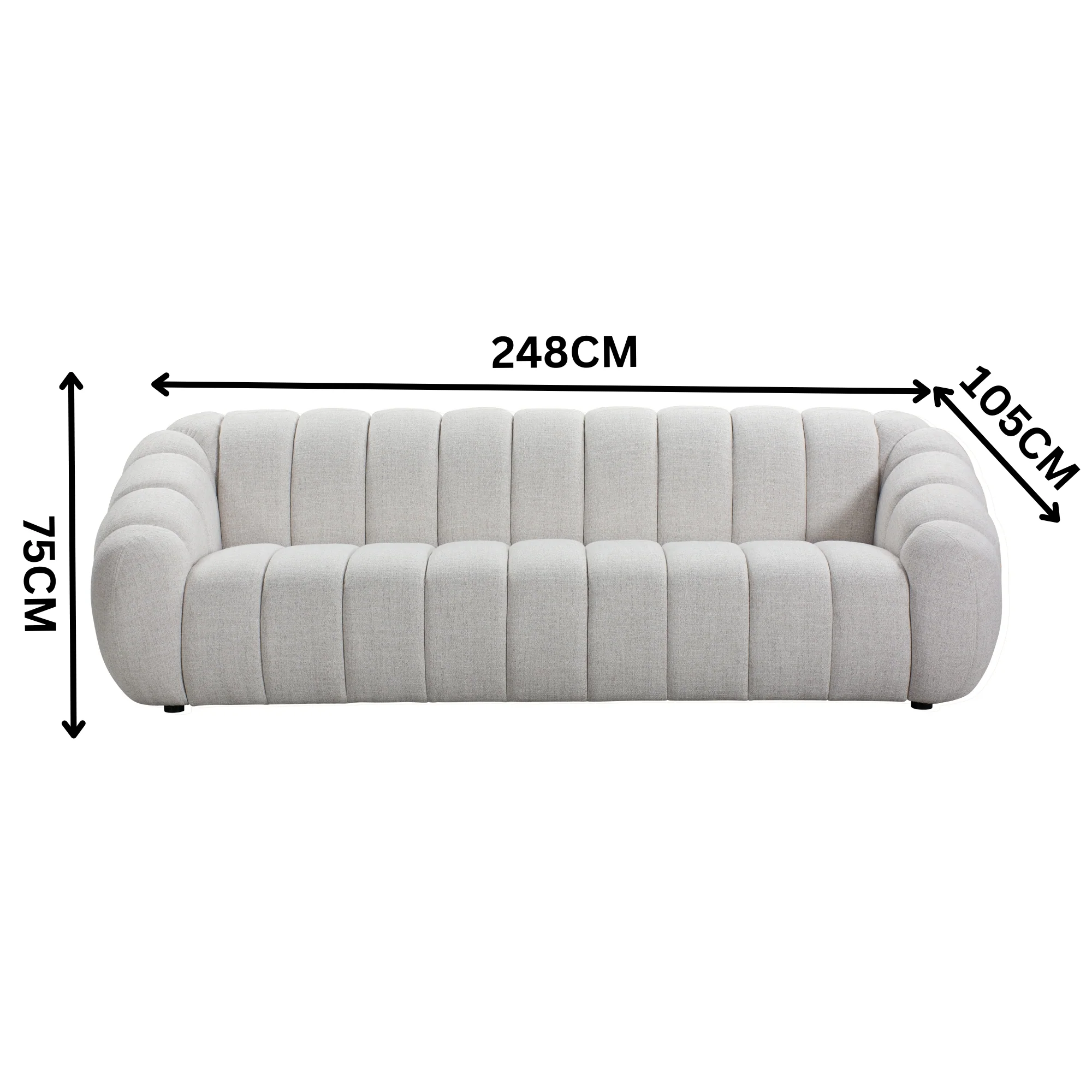 Juno 4 Seater Fabric Sofa Lounge Beige - Image 2