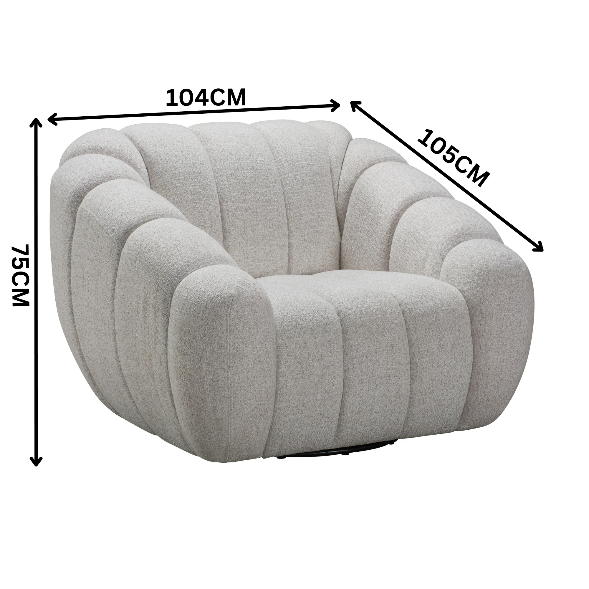 Juno Swivel Armchair Fabric Chair Beige - Image 3