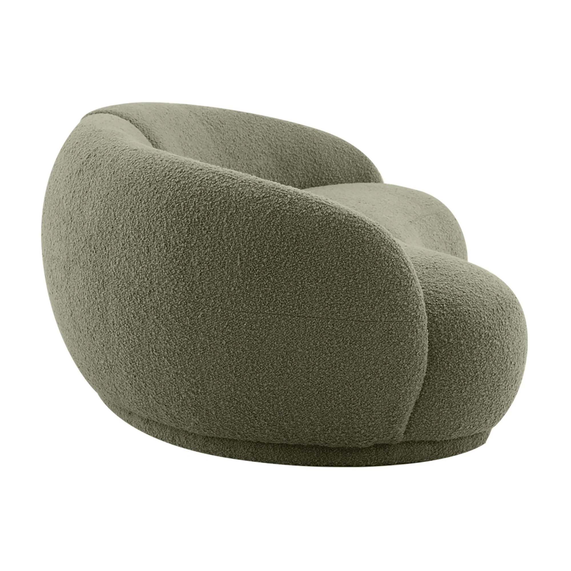 Justus 4 Seater Curved Boucle Sofa Green - Image 3