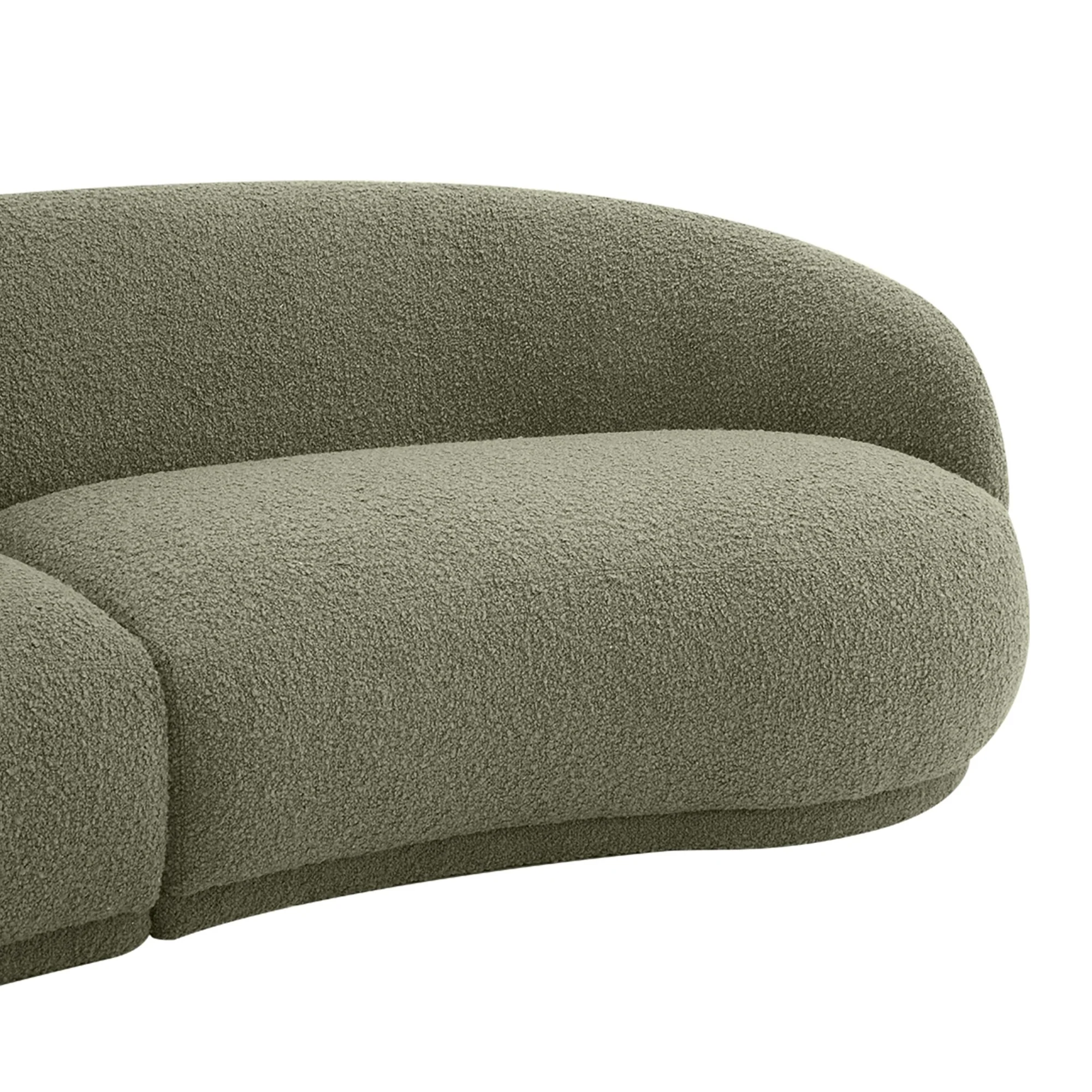 Justus 4 Seater Curved Boucle Sofa Green - Image 4