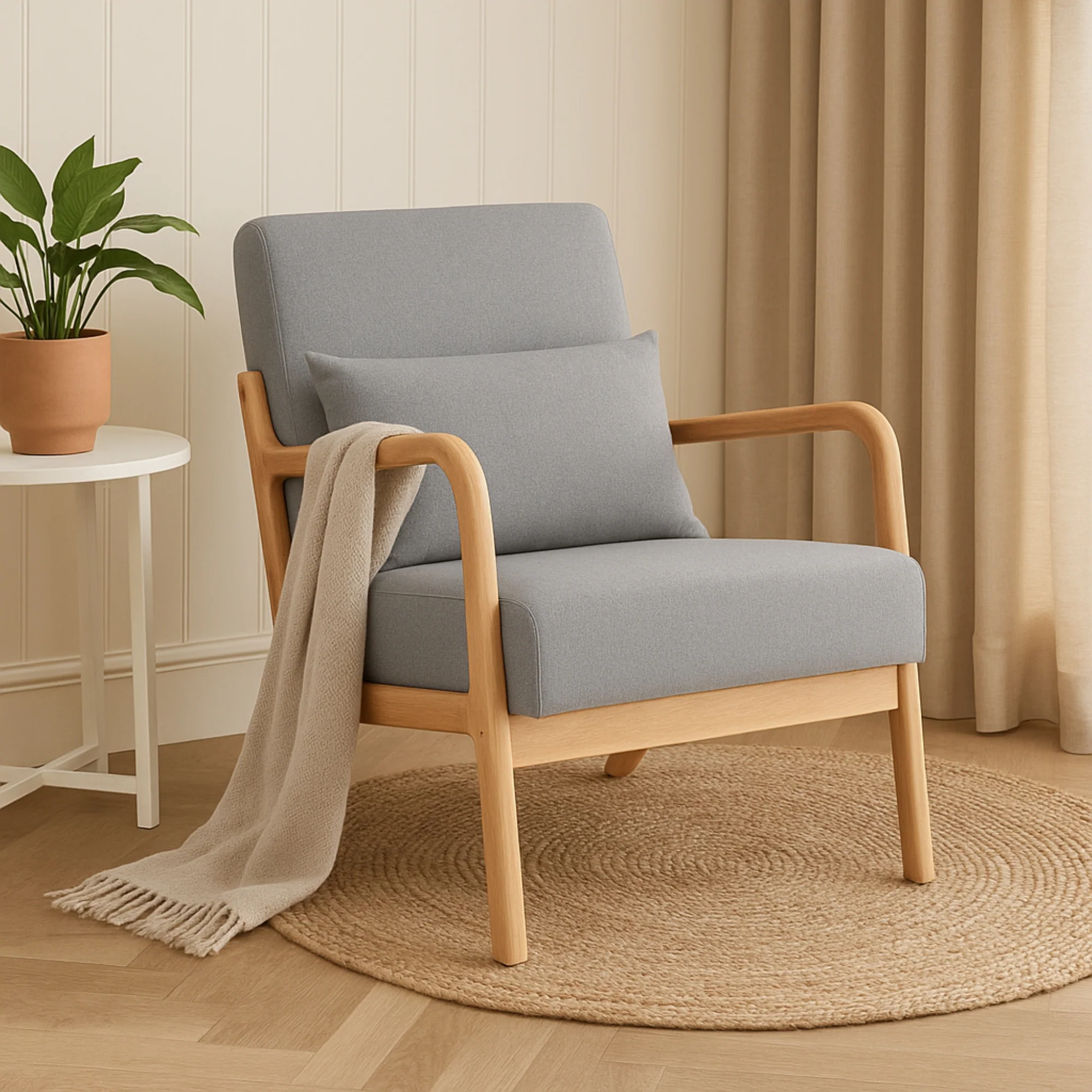 Kamden Pine Wood Armchair - Image 27