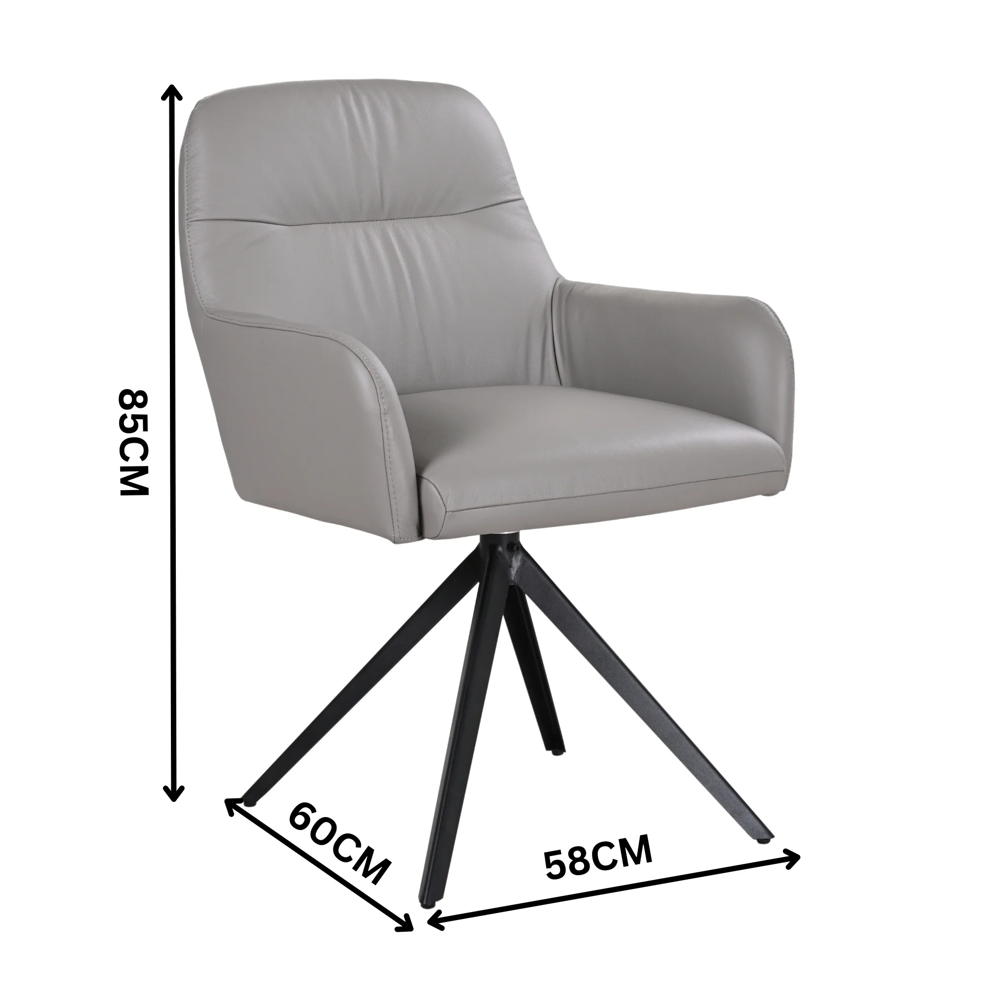 Kelvin 2pc Set Genuine Leather Swivel Arm Dining Chair Wheat Cream - Image 2