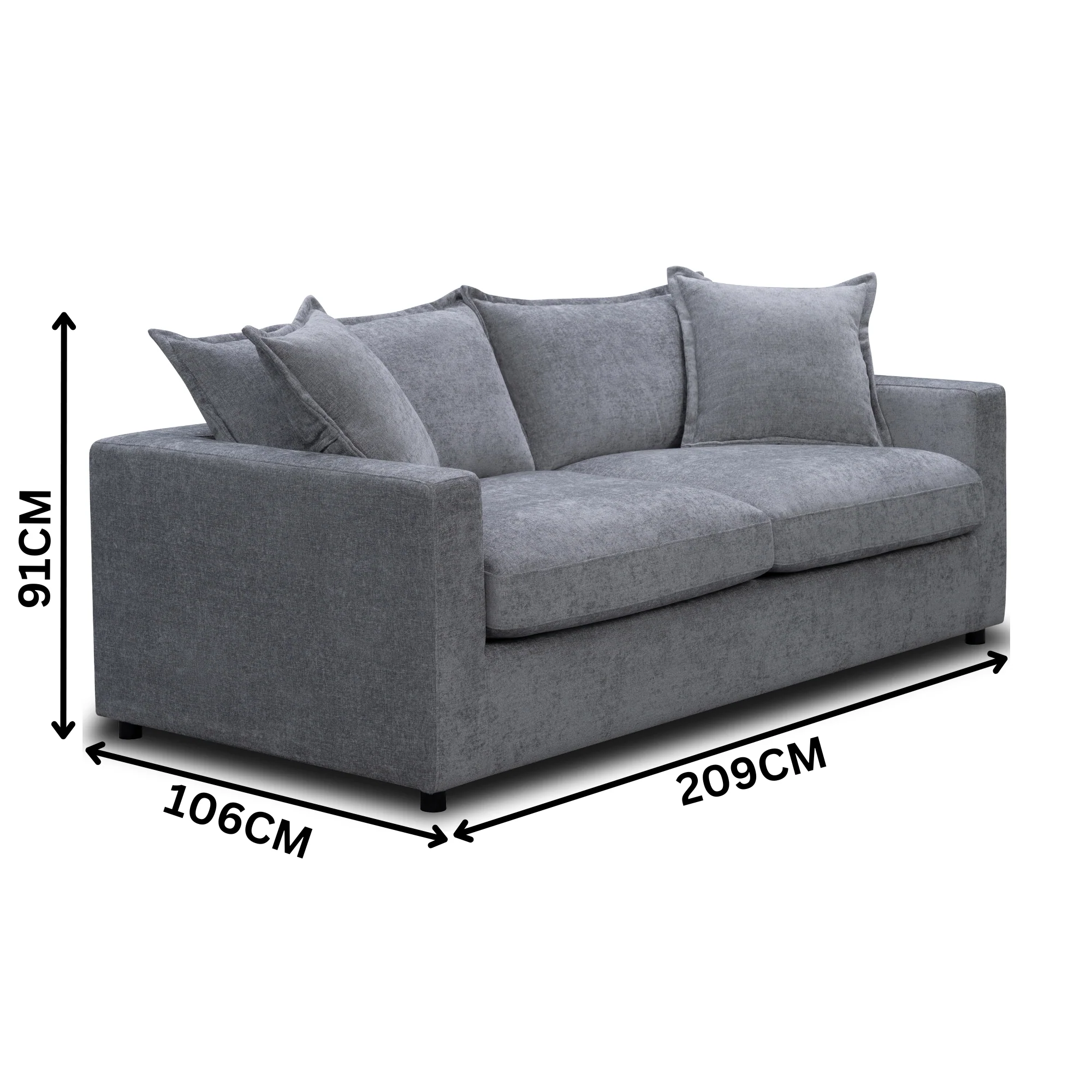 Kensington 2 Seater Fabric Sofa Pullout Bed Pewter Dark Grey - Image 2