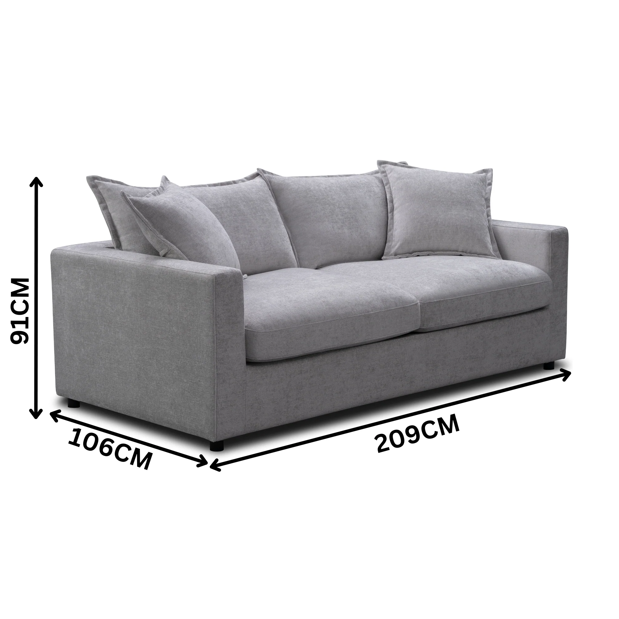 Kensington 2 Seater Fabric Sofa Pullout Bed Silver Grey - Image 3