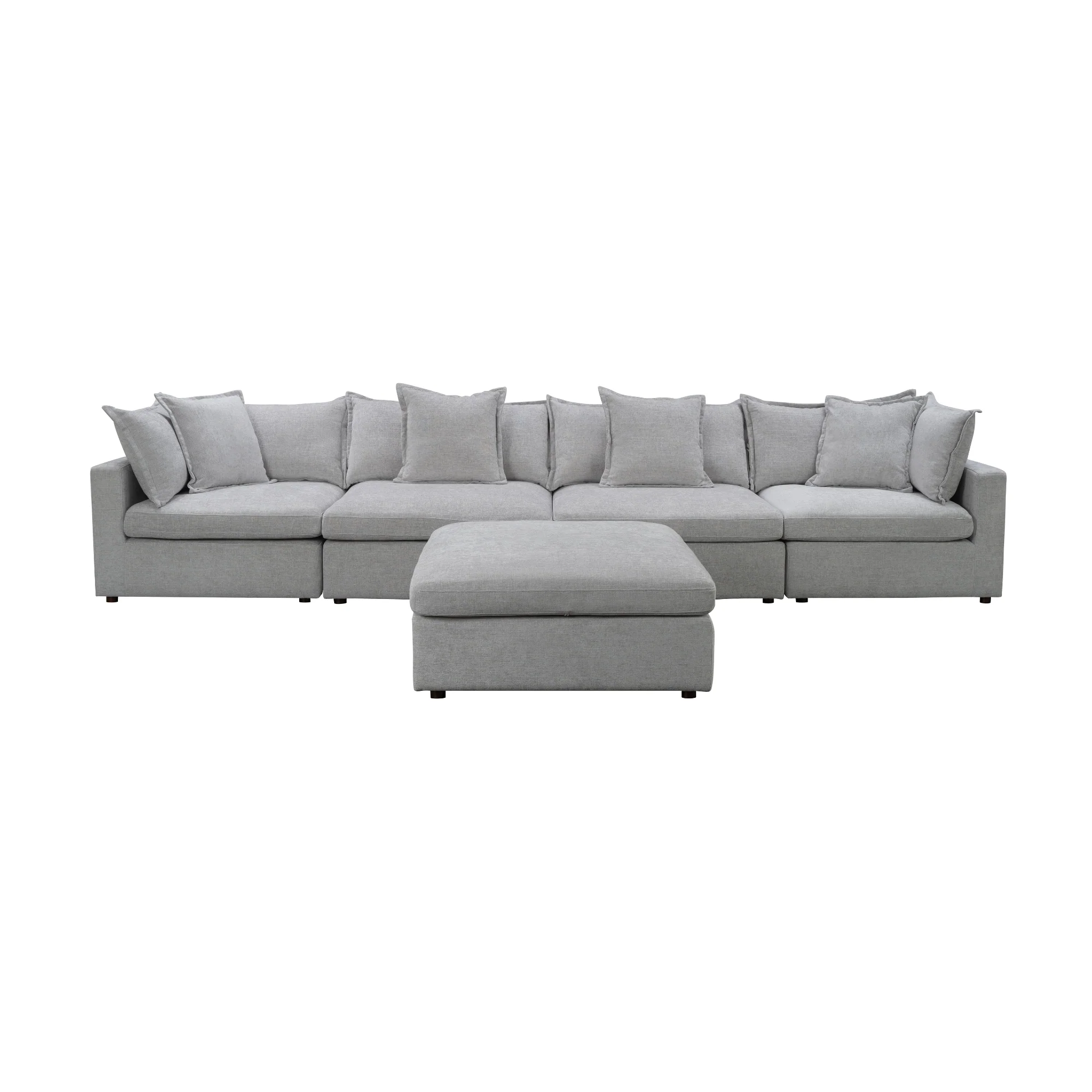 Kensington 4 Seater Corner Fabric Sofa Modular Lounge Ottoman Silver Grey - Image 2