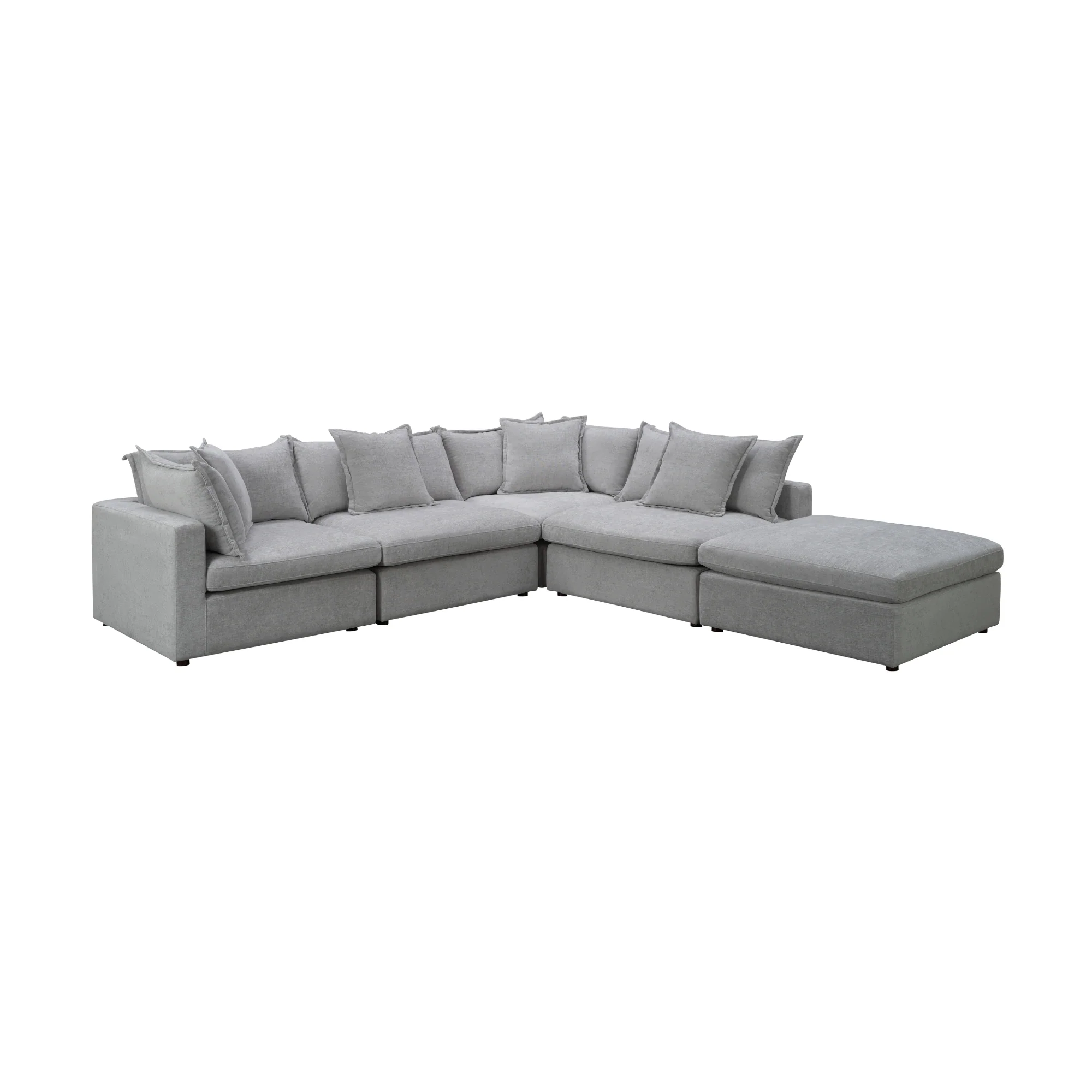 Kensington 4 Seater Corner Fabric Sofa Modular Lounge Ottoman Silver Grey - Image 4
