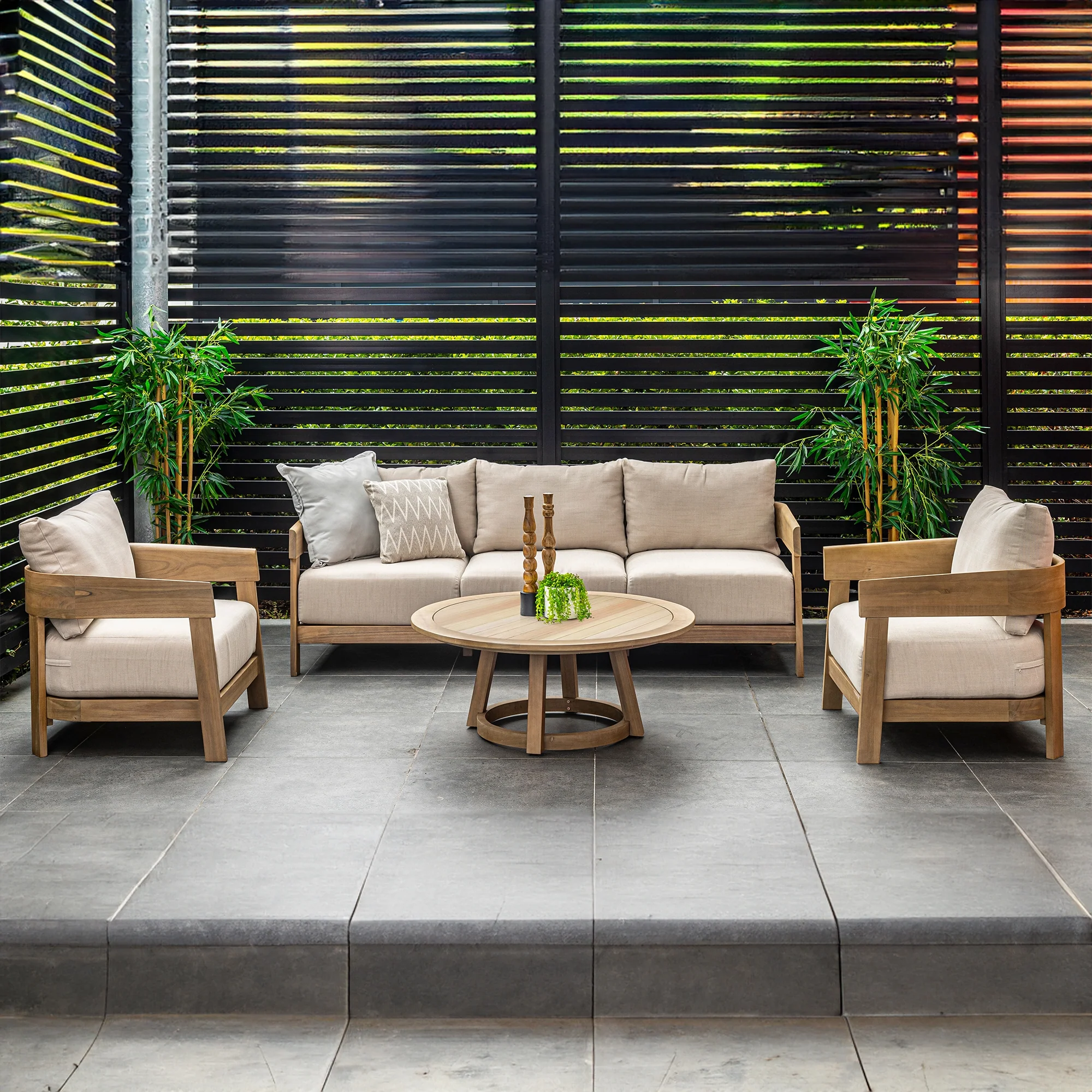 Kirra 100cm Outdoor Coffee Table Acacia Timber Frame - Image 2