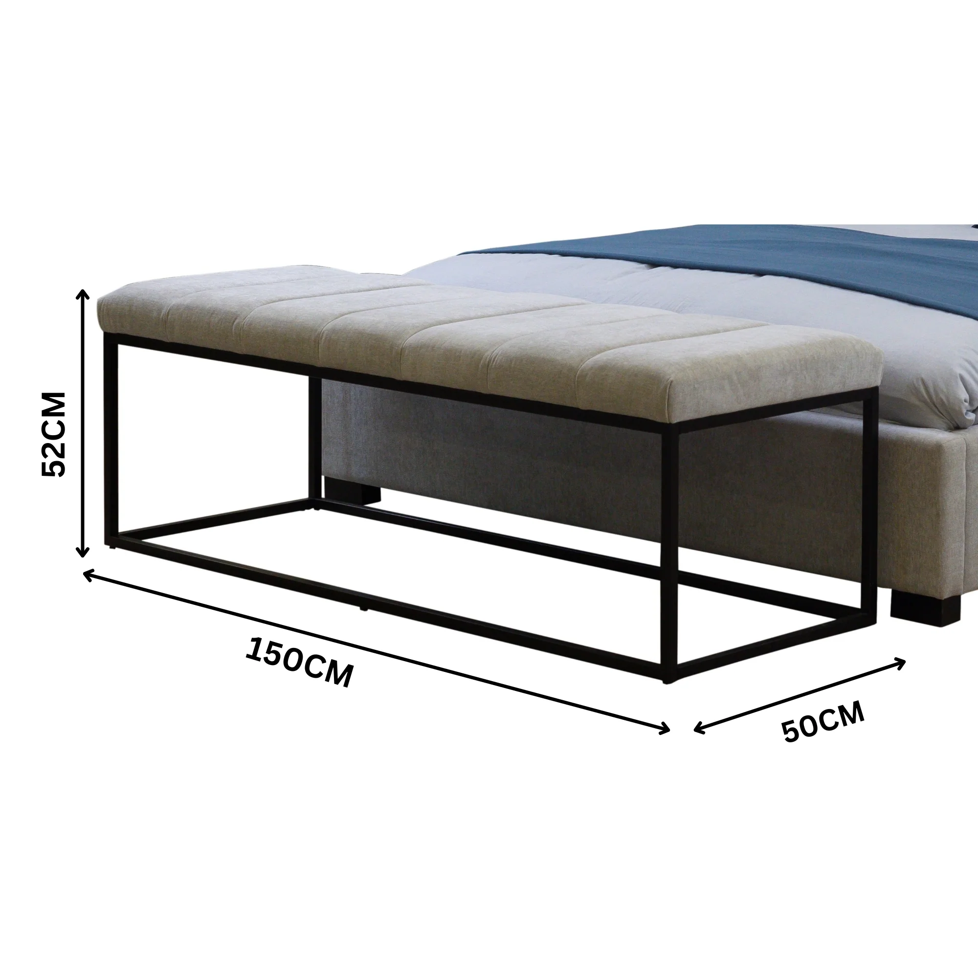 Klim 150cm Bed End Seat Bench Ottoman Grey - Image 2