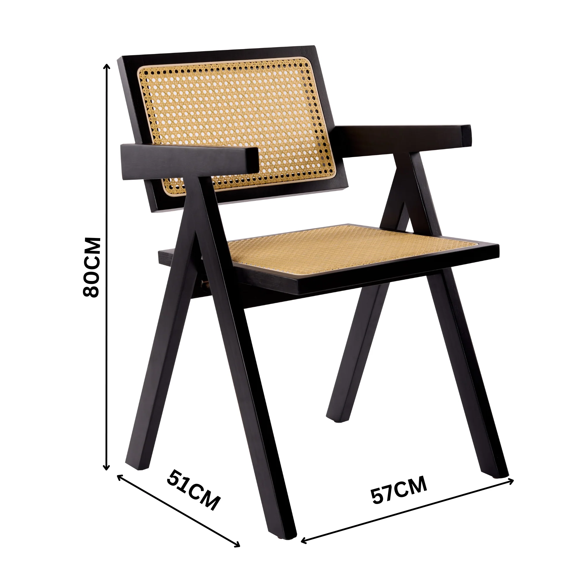 Korina Carver 2pc Set Dining Chair Rattan Wicker Black - Image 3