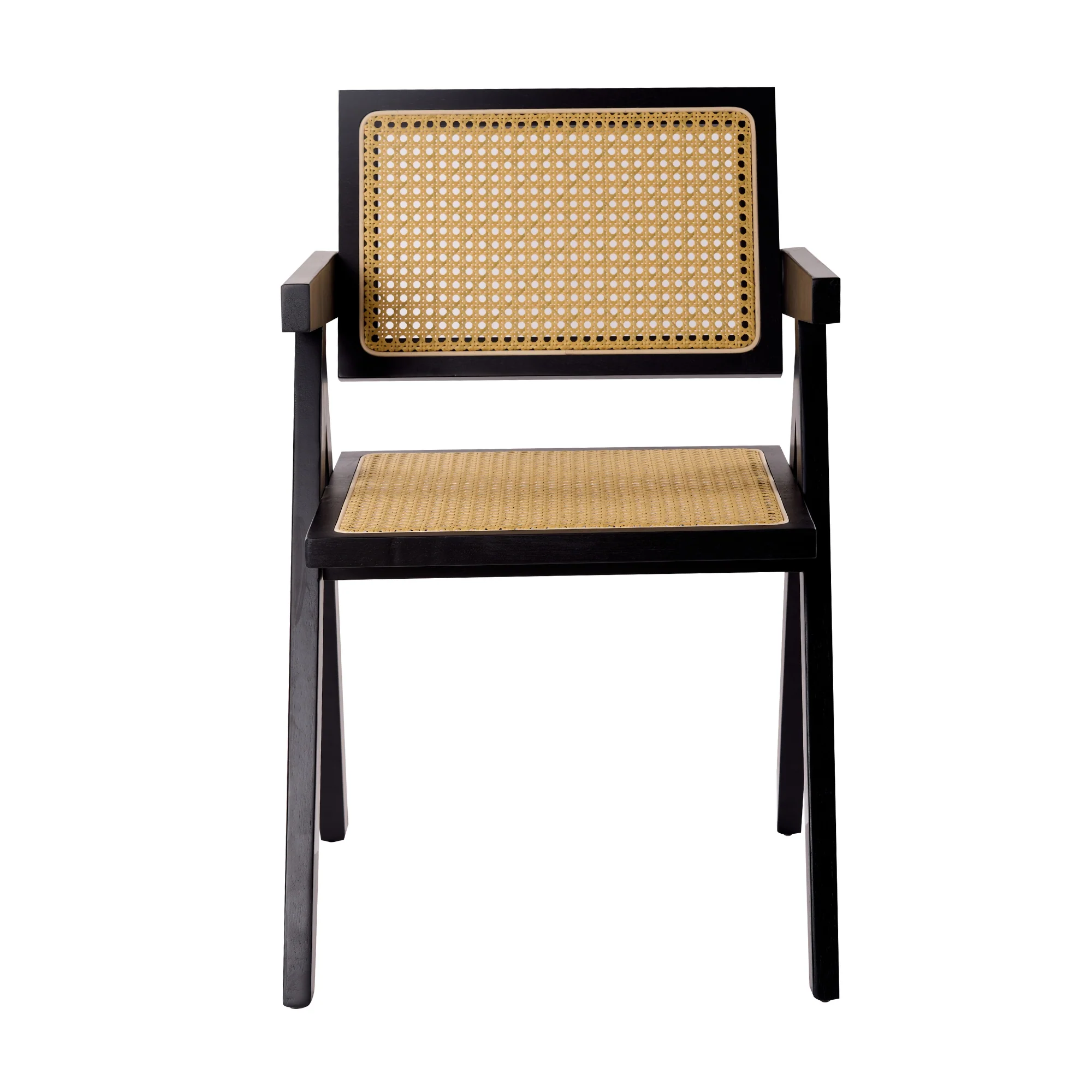 Korina Carver 2pc Set Dining Chair Rattan Wicker Black - Image 4