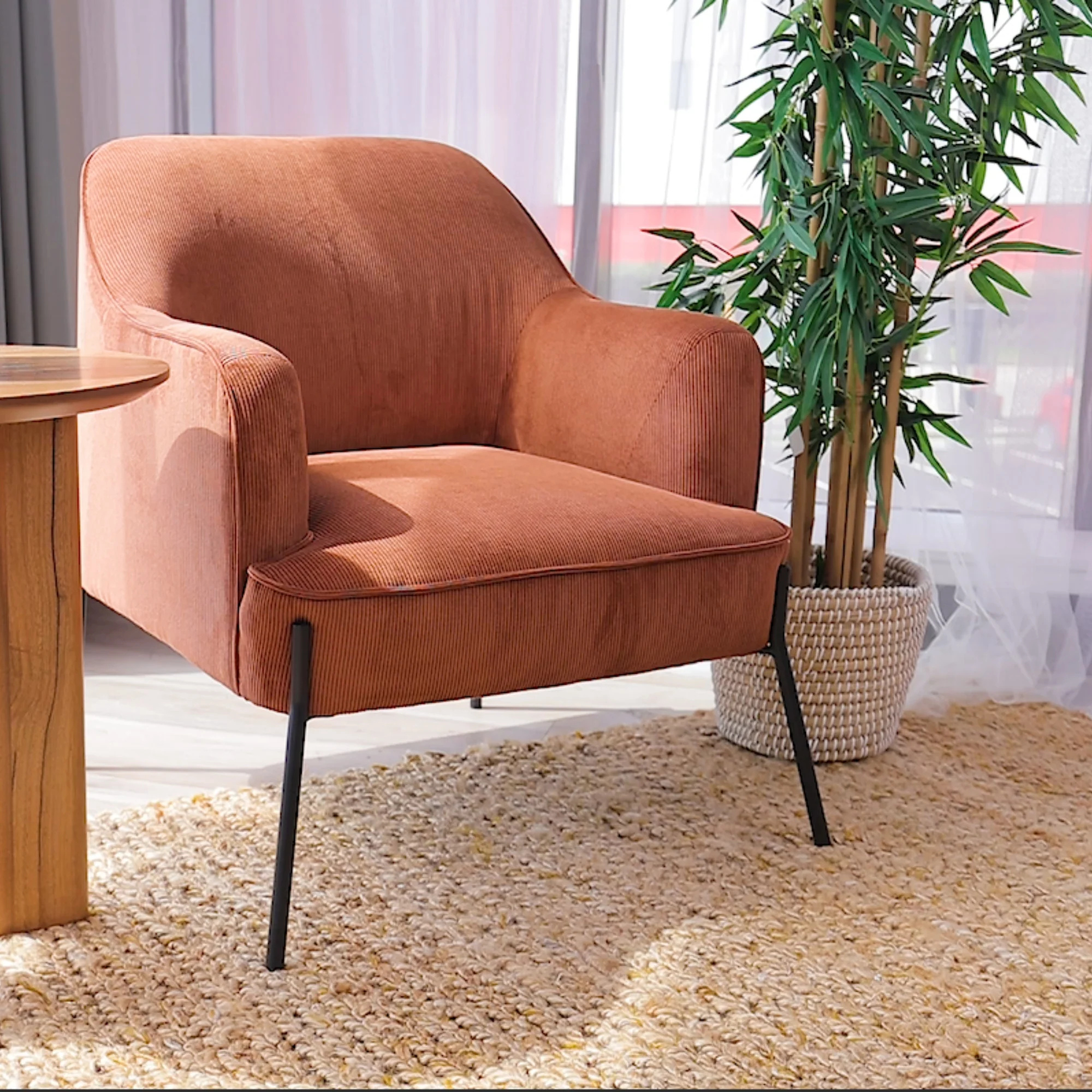 Leah Fabric Armchair Accent Chair - Image 7