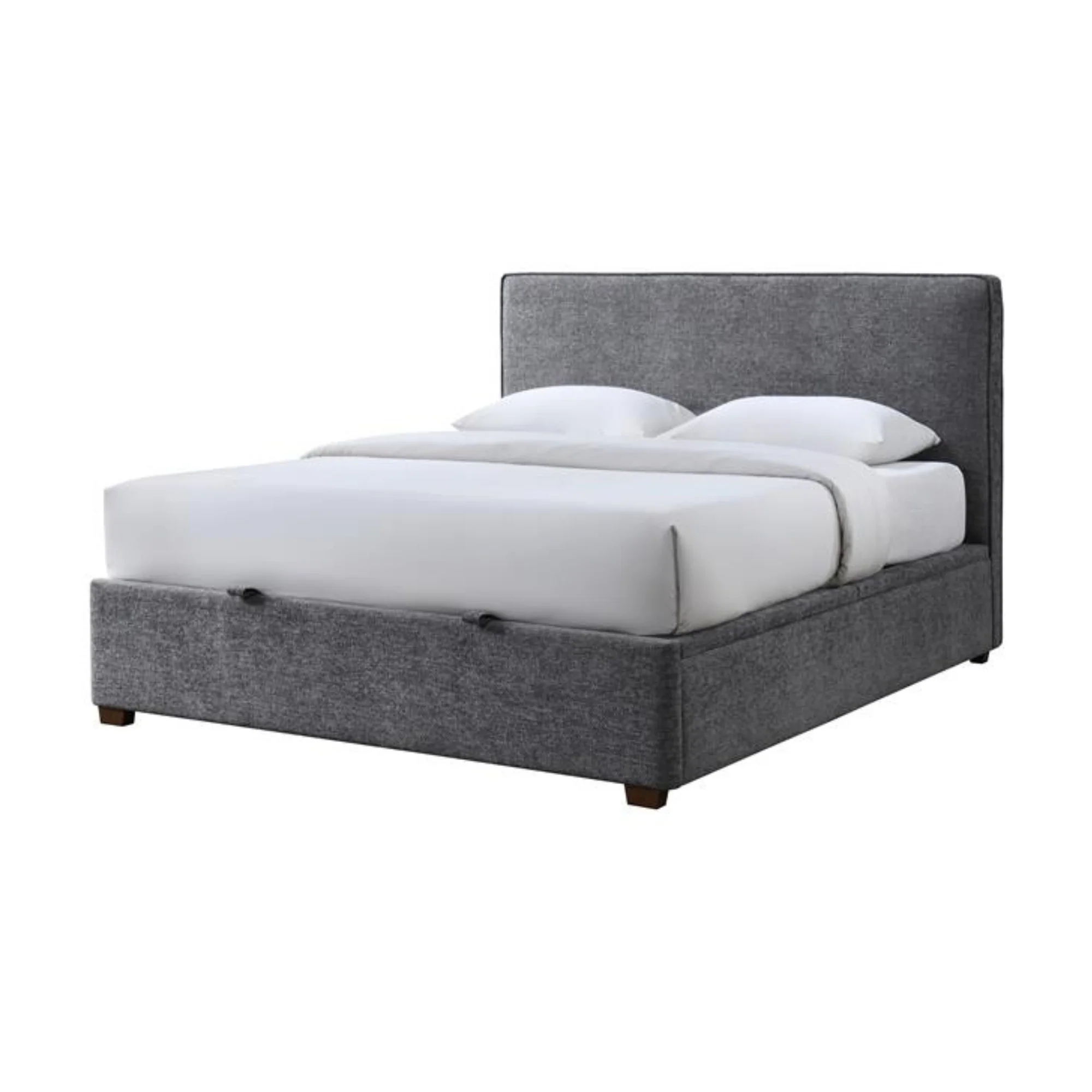 Lenna King Bed Frame Gaslift Storage Fabric Upholstery Steel Grey - Image 2